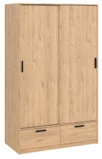 Line Oak Effect 2 Door 2 Drawer Sliding Wardrobe