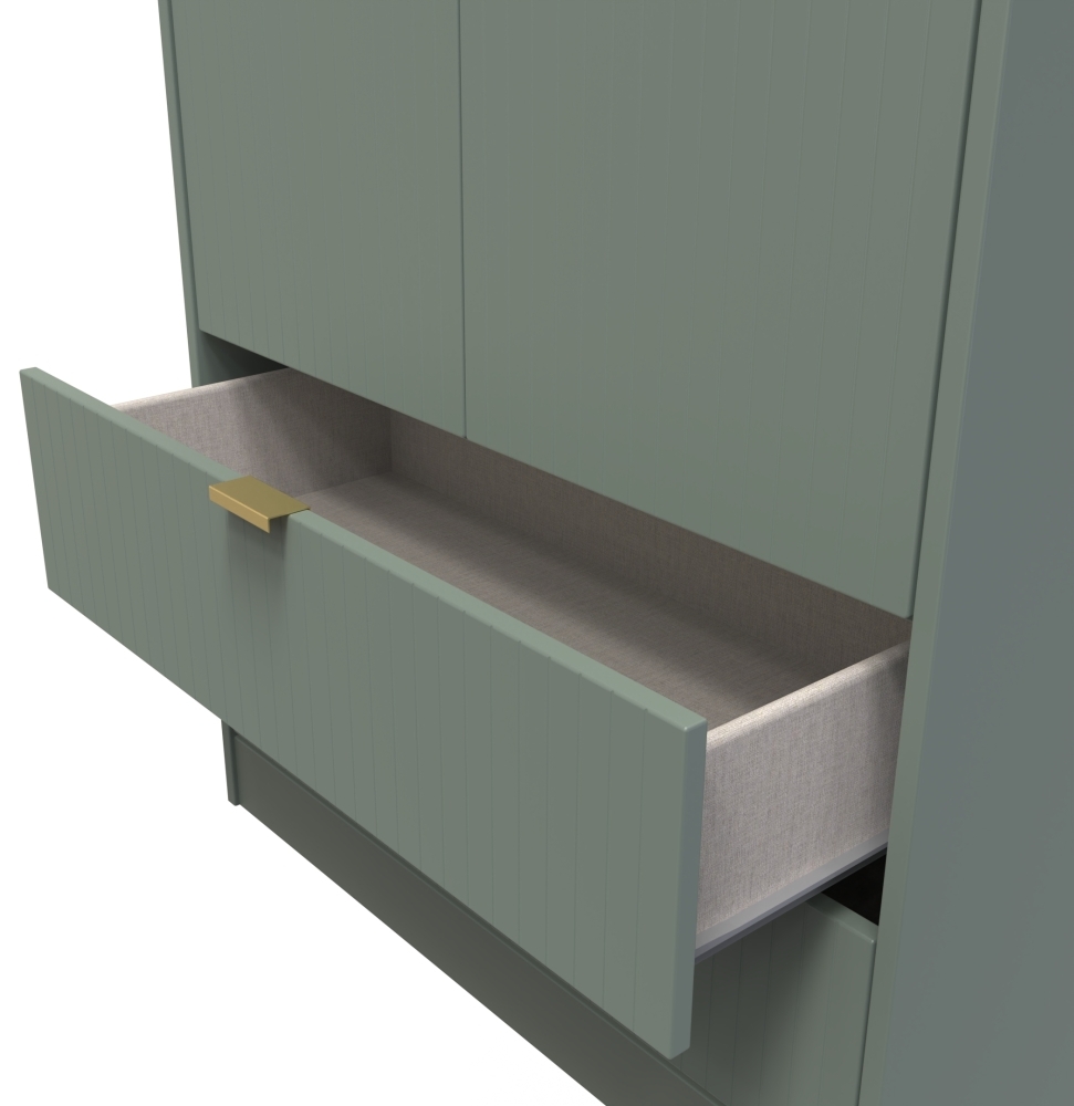 Linear Wardrobe - 2 Door - 2 Drawer - Tall - Green