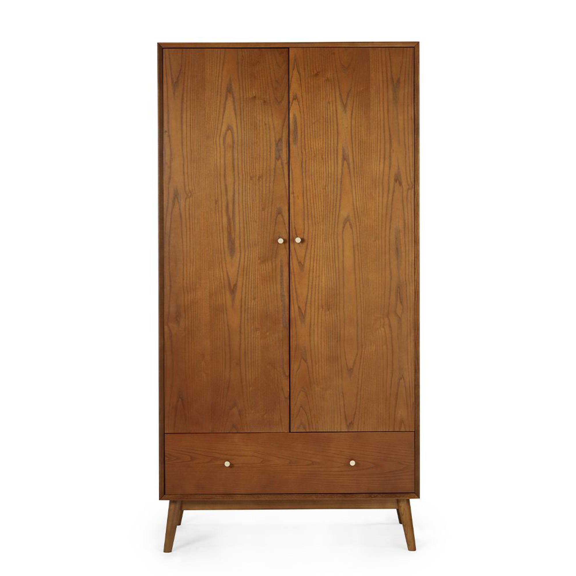Lowry Double Wardrobe - 2 Door - 1 Drawer - Cherry Wood - Retro Style