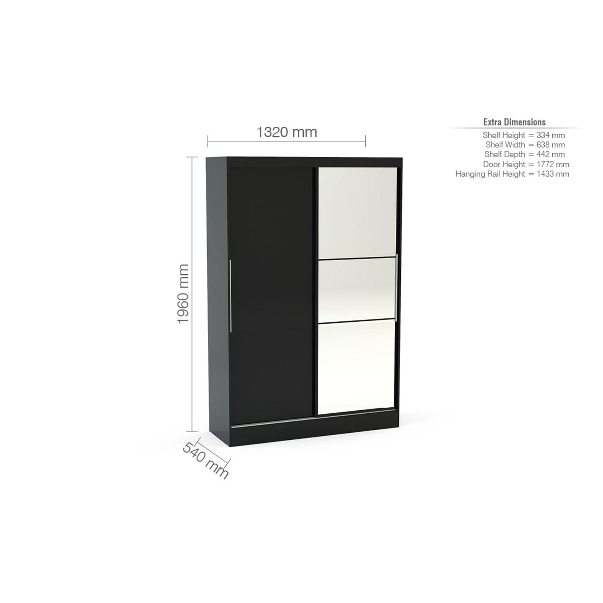Lynx Sliding Mirror Wardrobe - 2 Door - Black Gloss