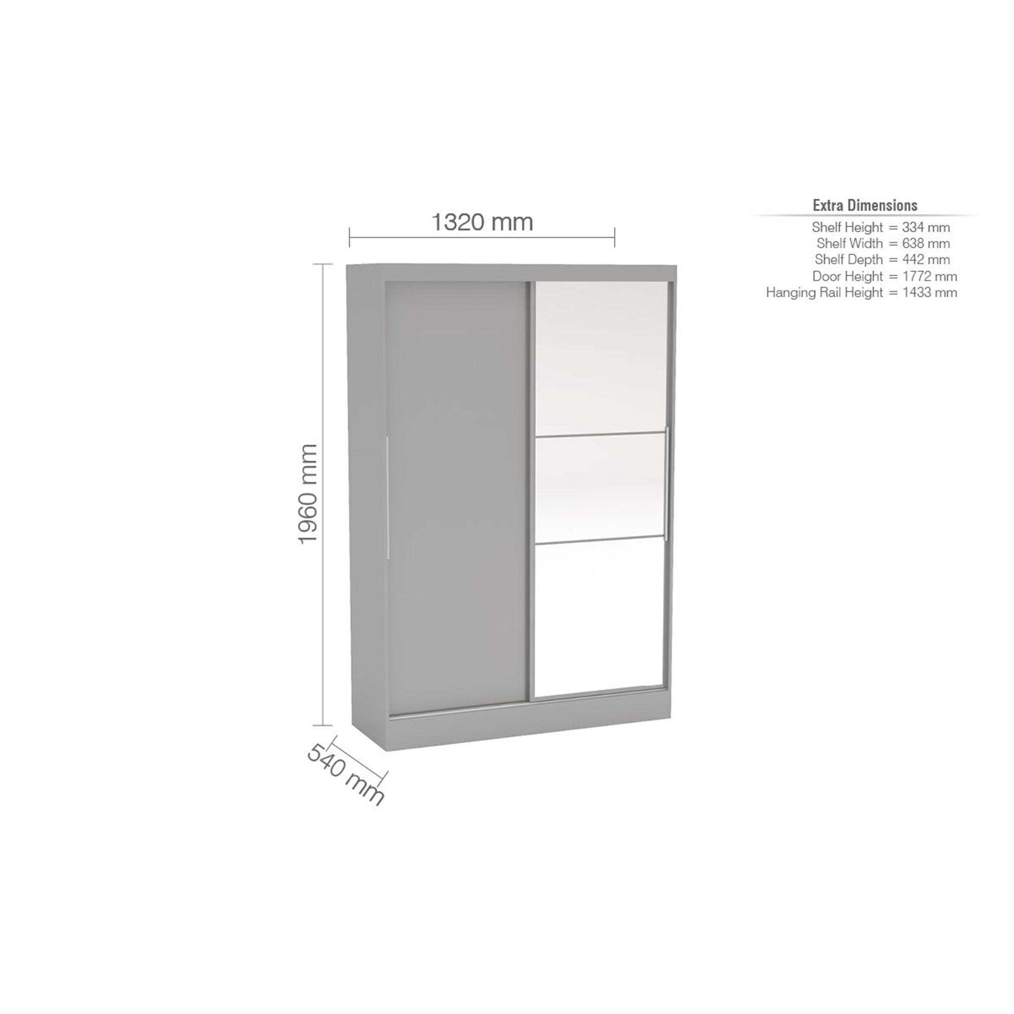 Lynx Sliding Mirror Wardrobe - 2 Door - Grey Gloss