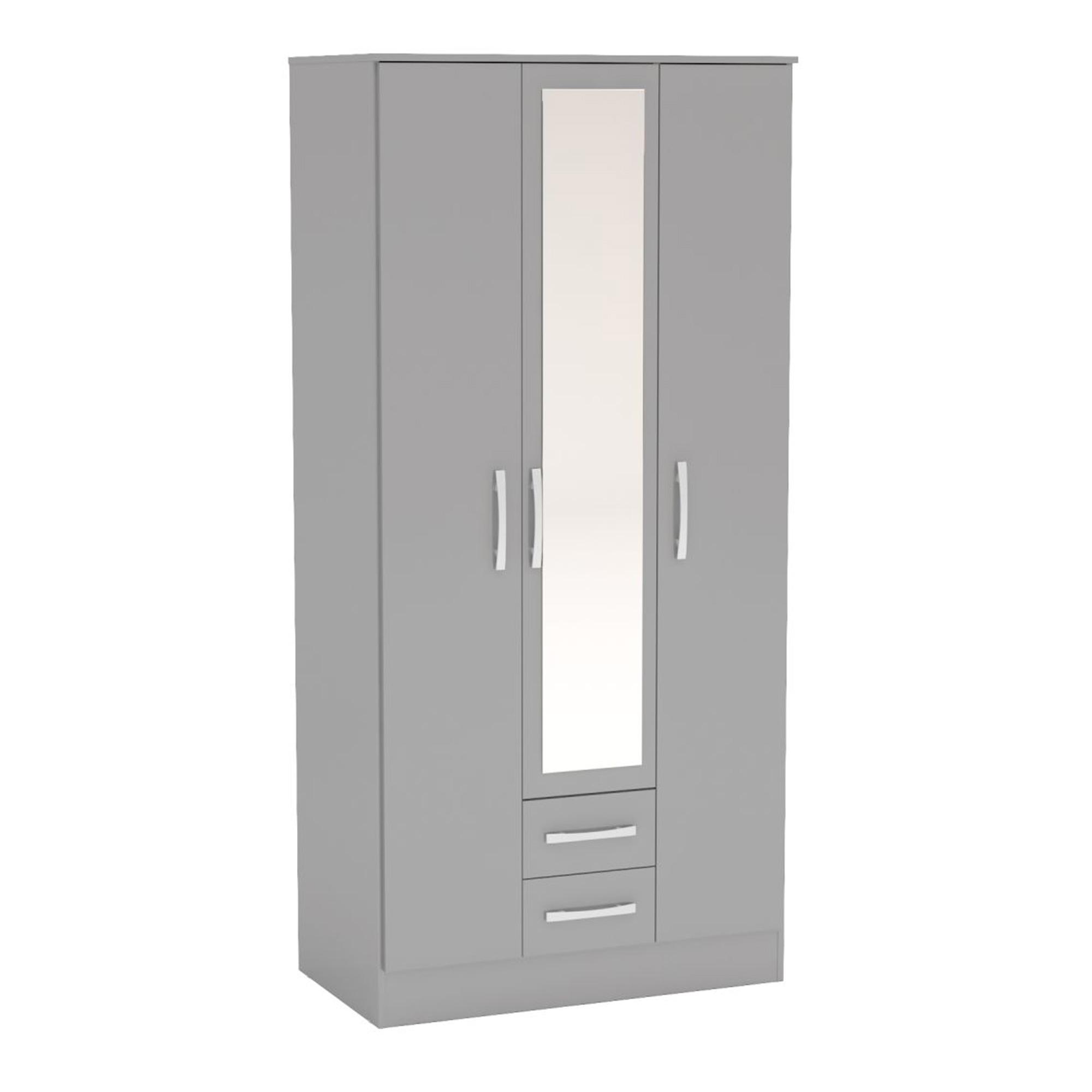 Lynx Combi Wardrobe - 3 Door - 2 Drawer - Grey Gloss