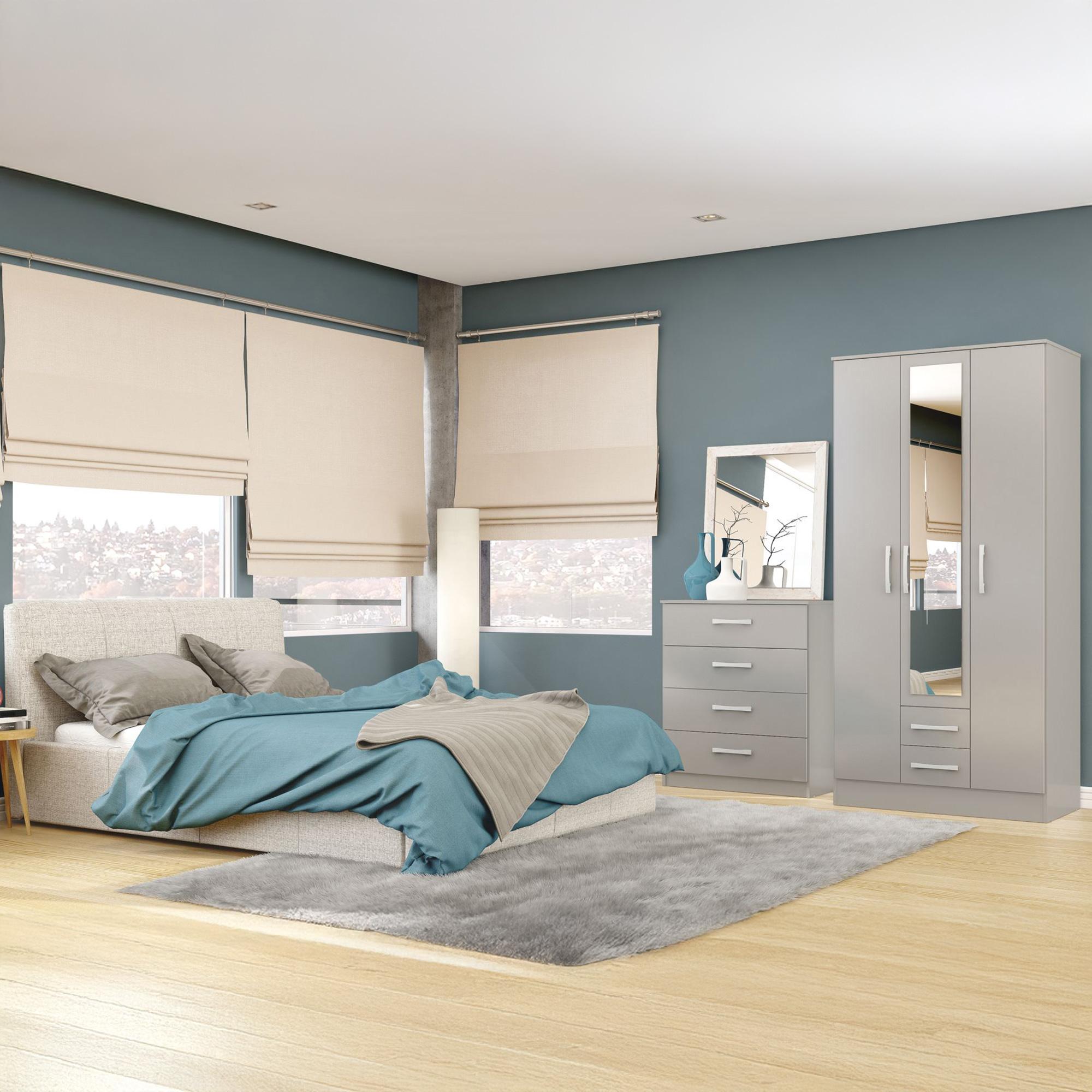 Lynx Combi Wardrobe - 3 Door - 2 Drawer - Grey Gloss