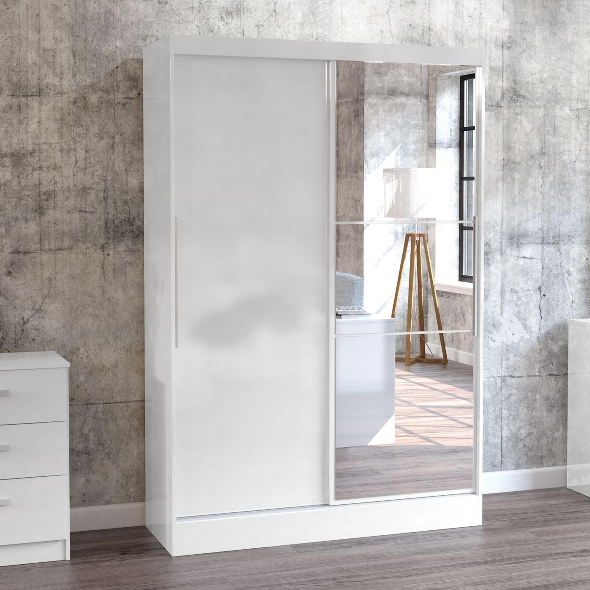 Lynx Sliding Mirror Wardrobe - 2 Door - White Gloss