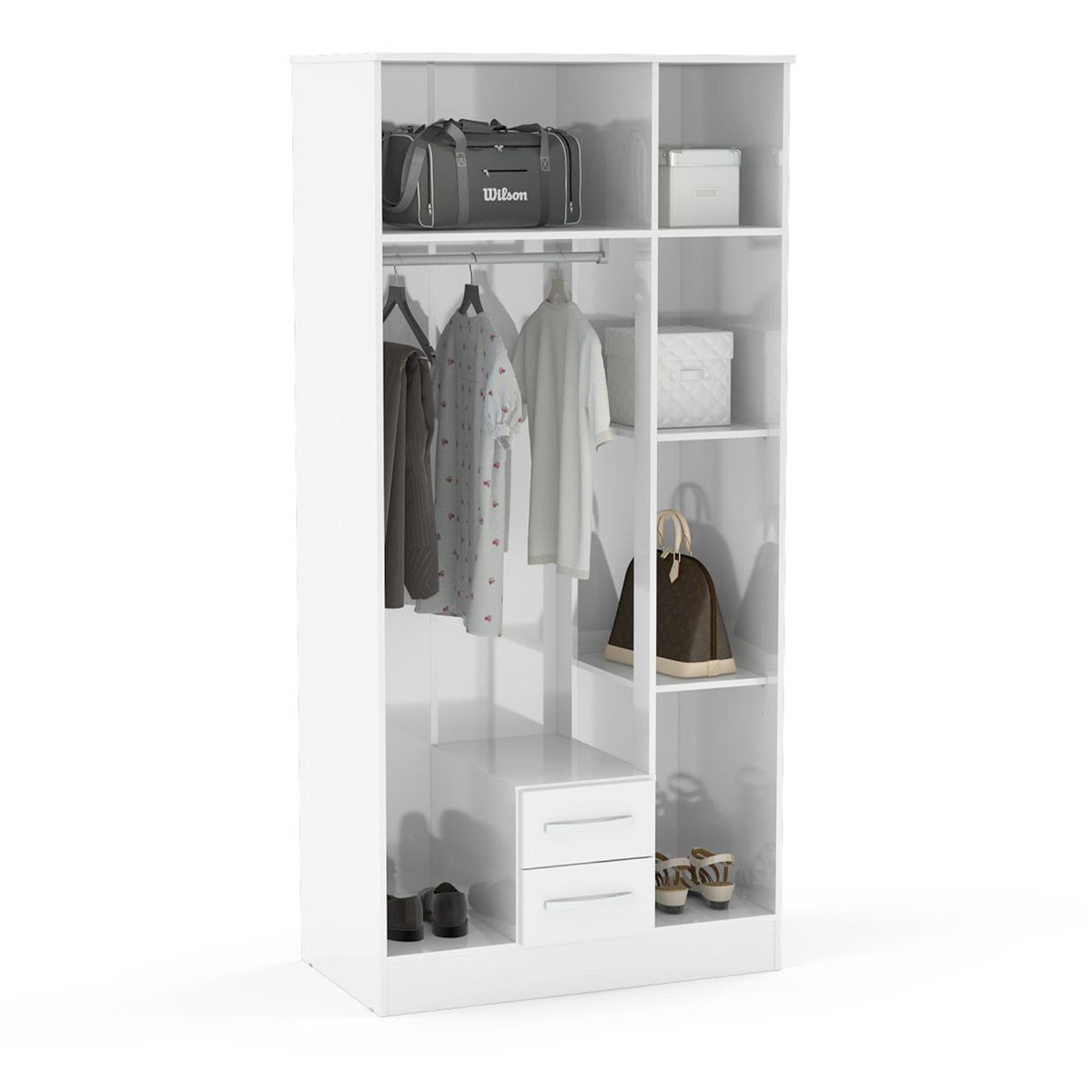 Lynx Combi Wardrobe - 3 Door - 2 Drawer - White Gloss
