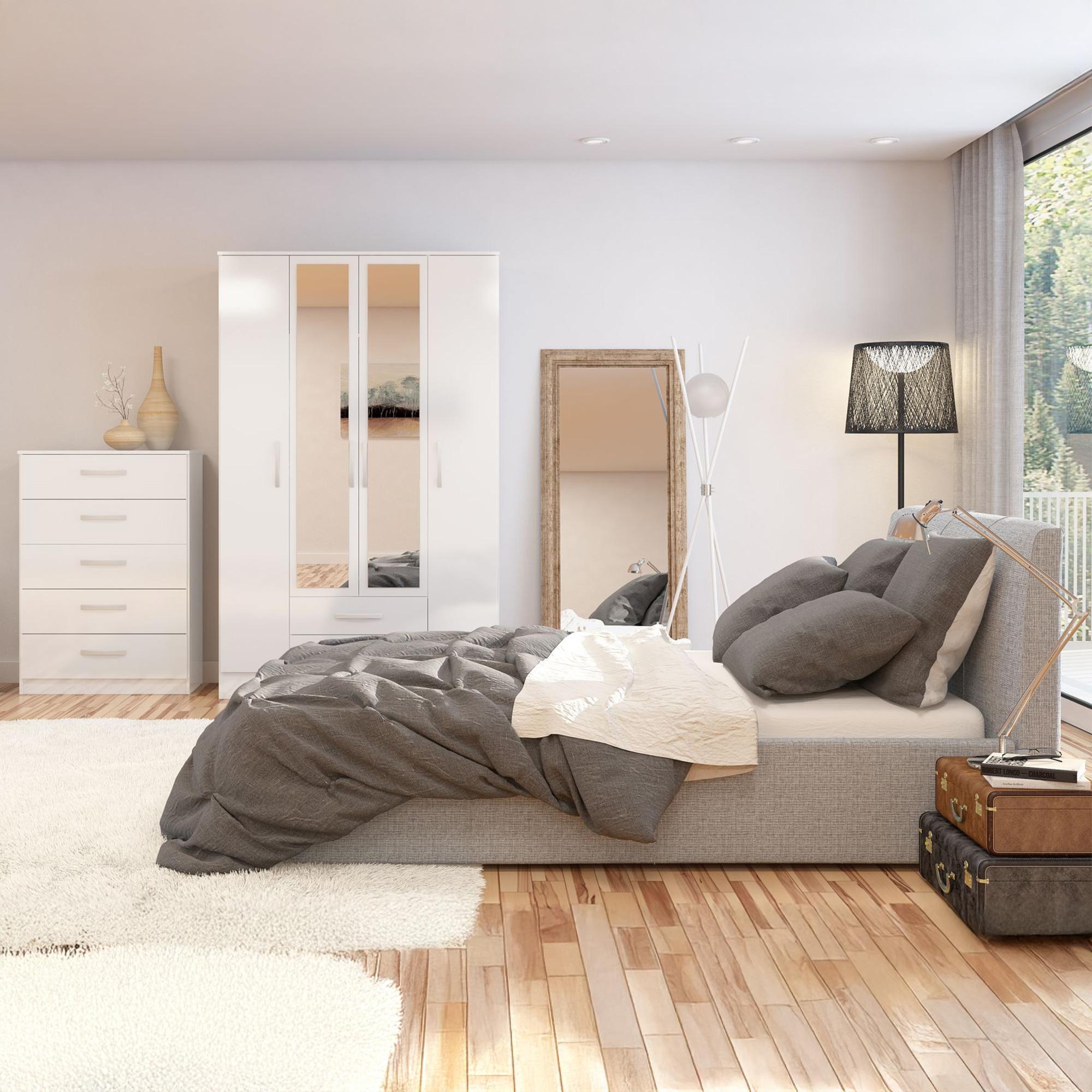 Lynx Combi Wardrobe - 4 Door 2 Drawer - White Gloss