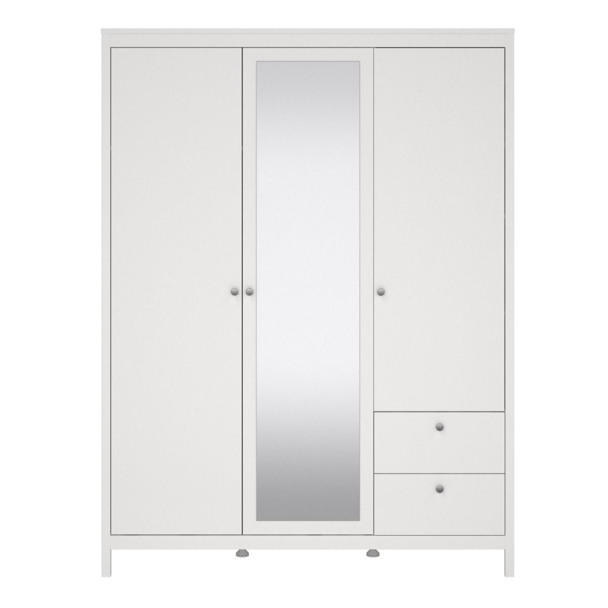 Madrid White 2 Door Mirrored Wardrobe with 2 Drawers