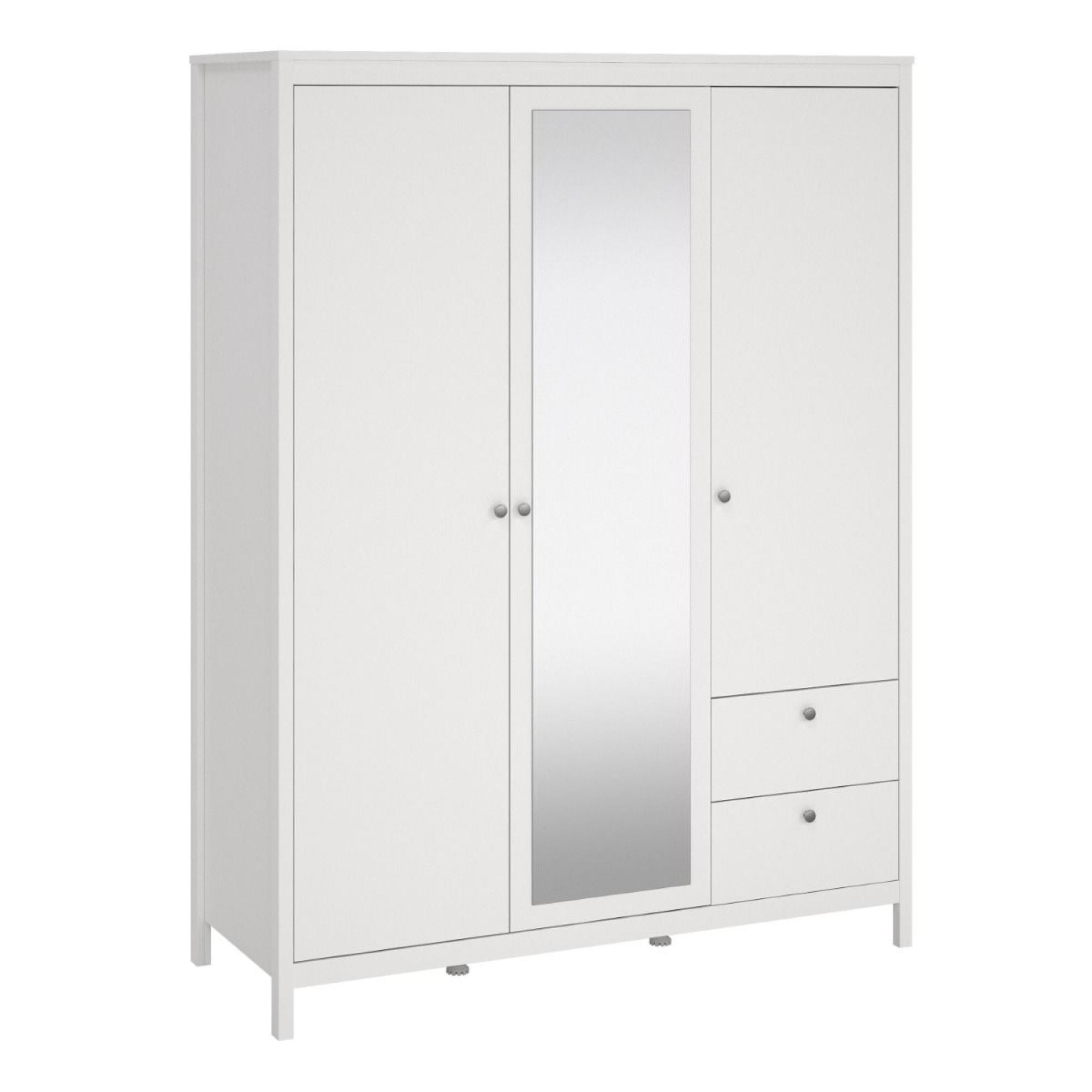 Madrid White 2 Door Mirrored Wardrobe with 2 Drawers