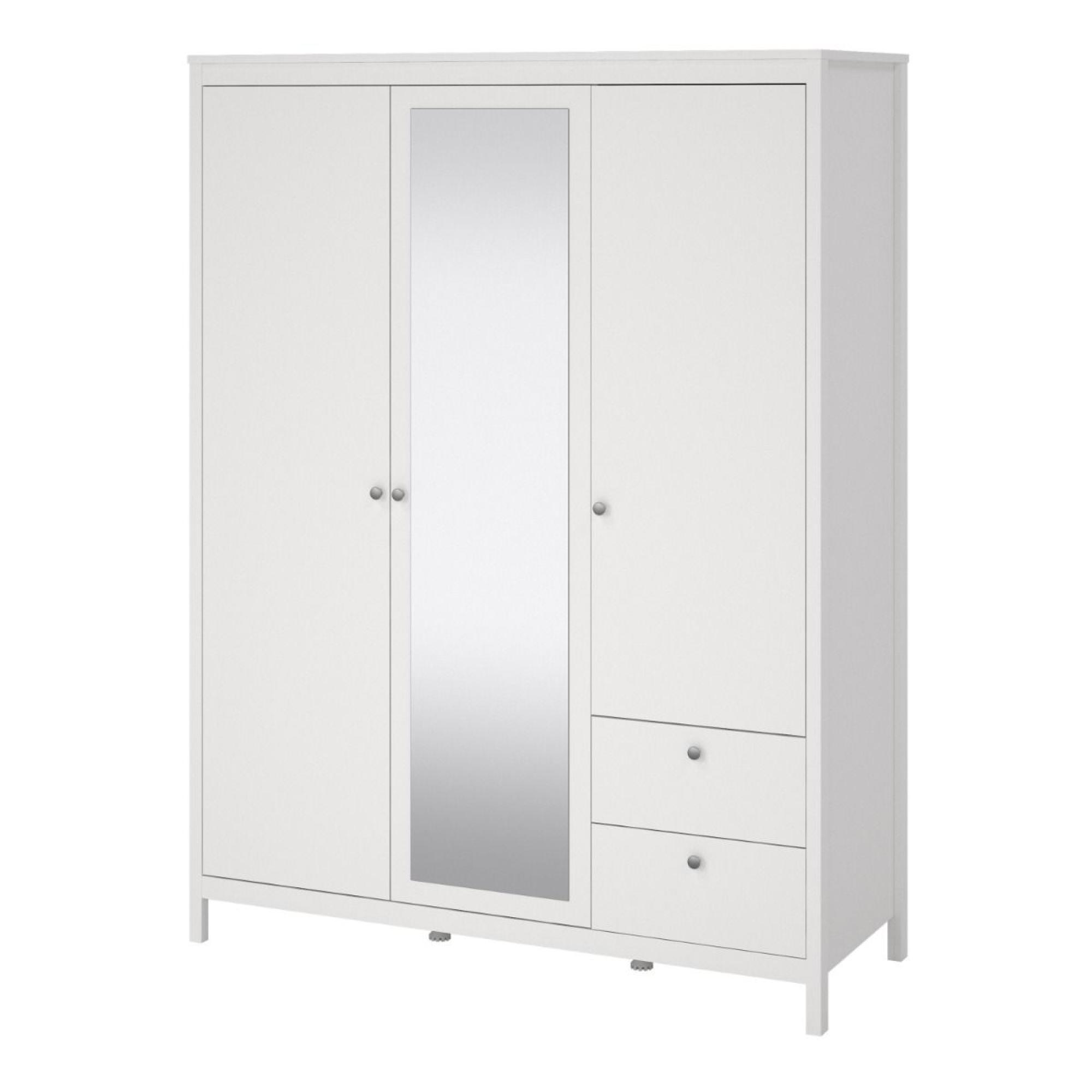Madrid White 2 Door Mirrored Wardrobe with 2 Drawers
