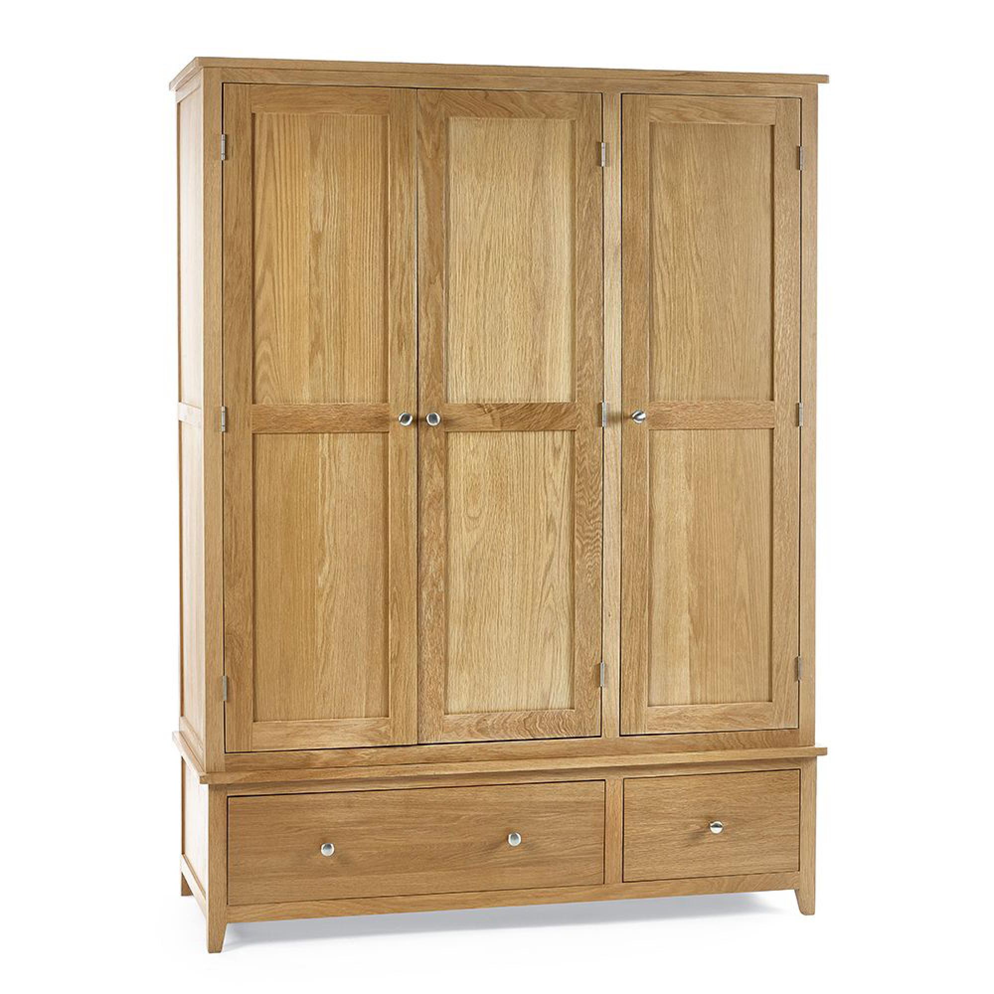 Mallory Wardrobe - 3 Door - 2 Drawer - Oak