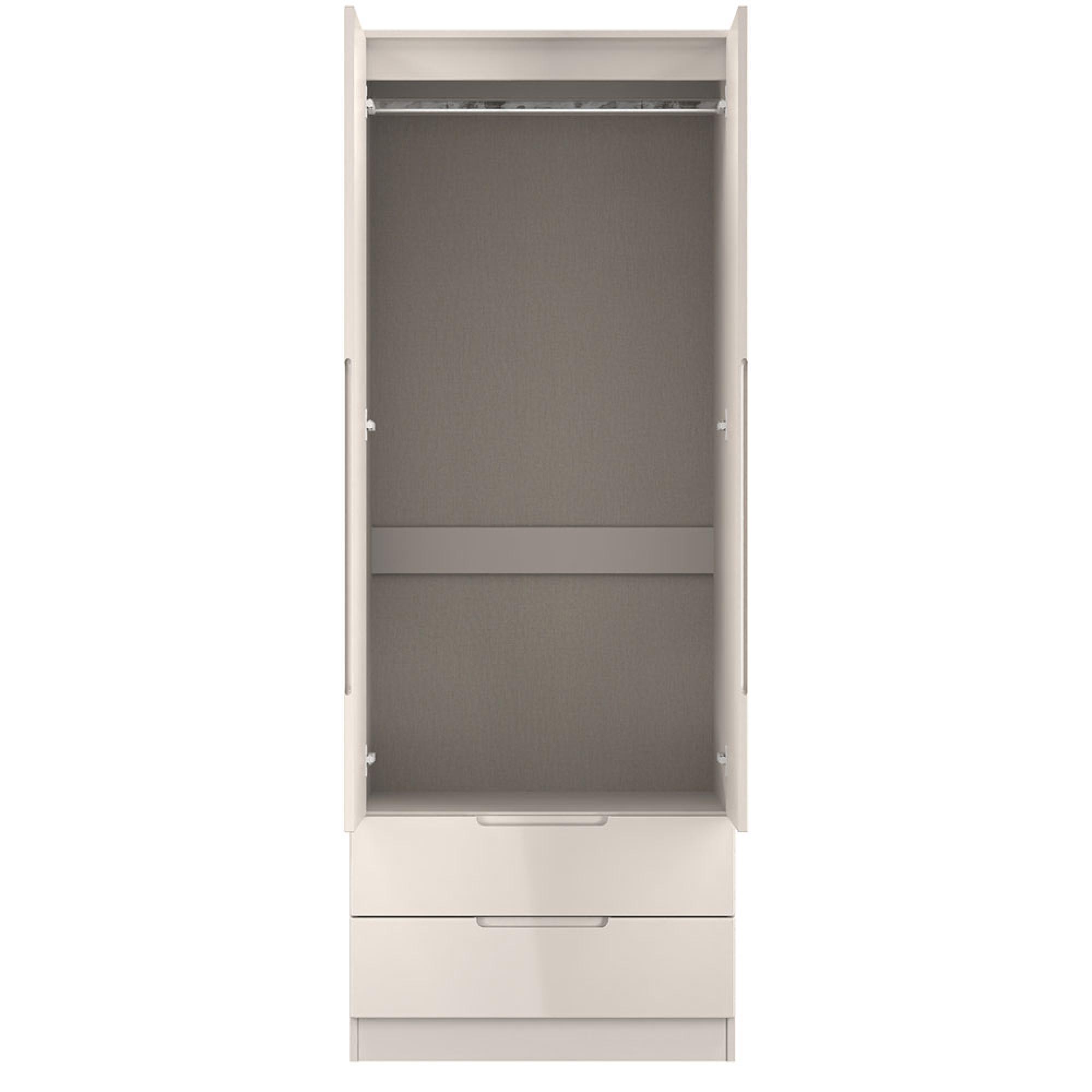 Milan Wardrobe - 2 Door - 2 Drawer - Double - Cashmere Gloss