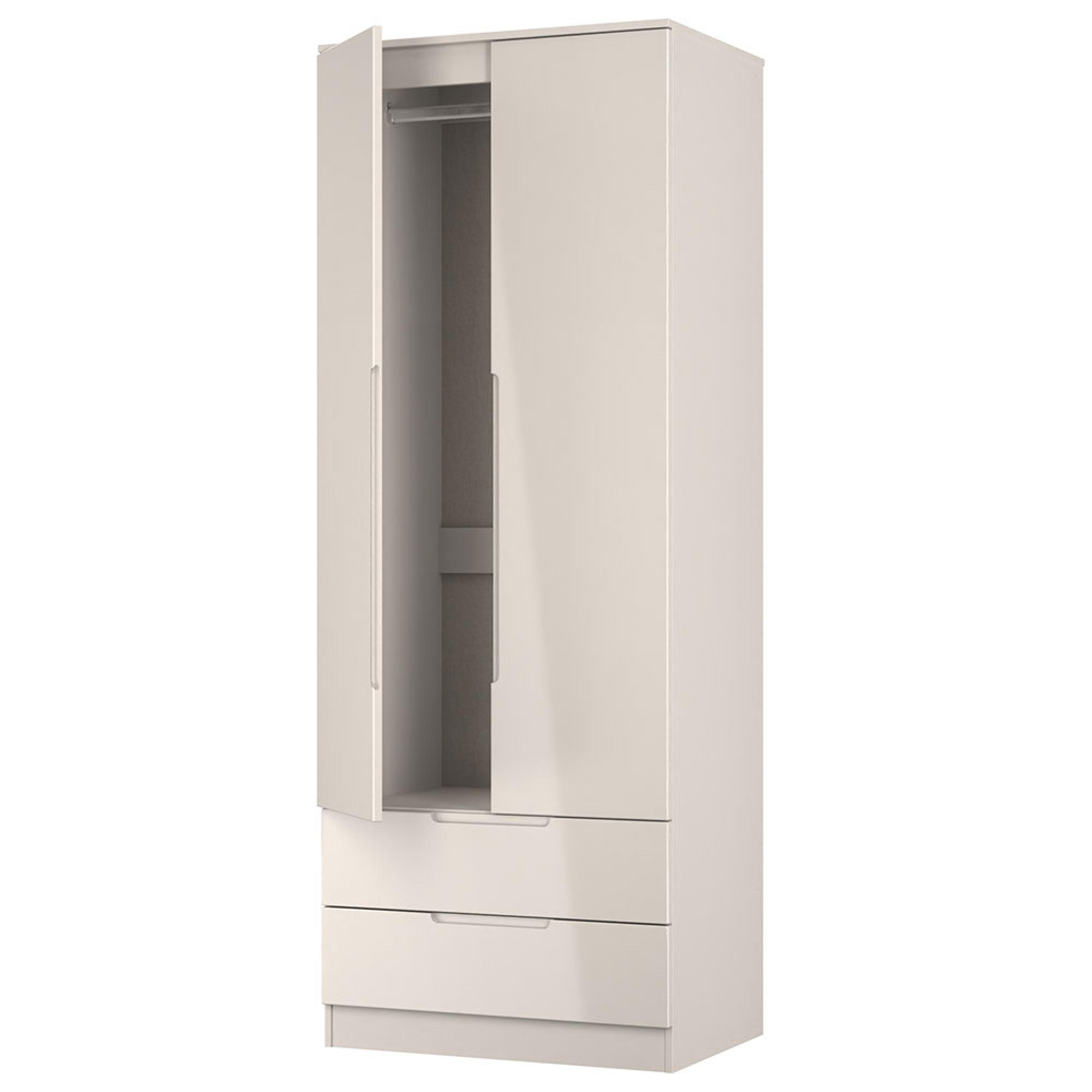 Milan Wardrobe - 2 Door - 2 Drawer - Double - Cashmere Gloss