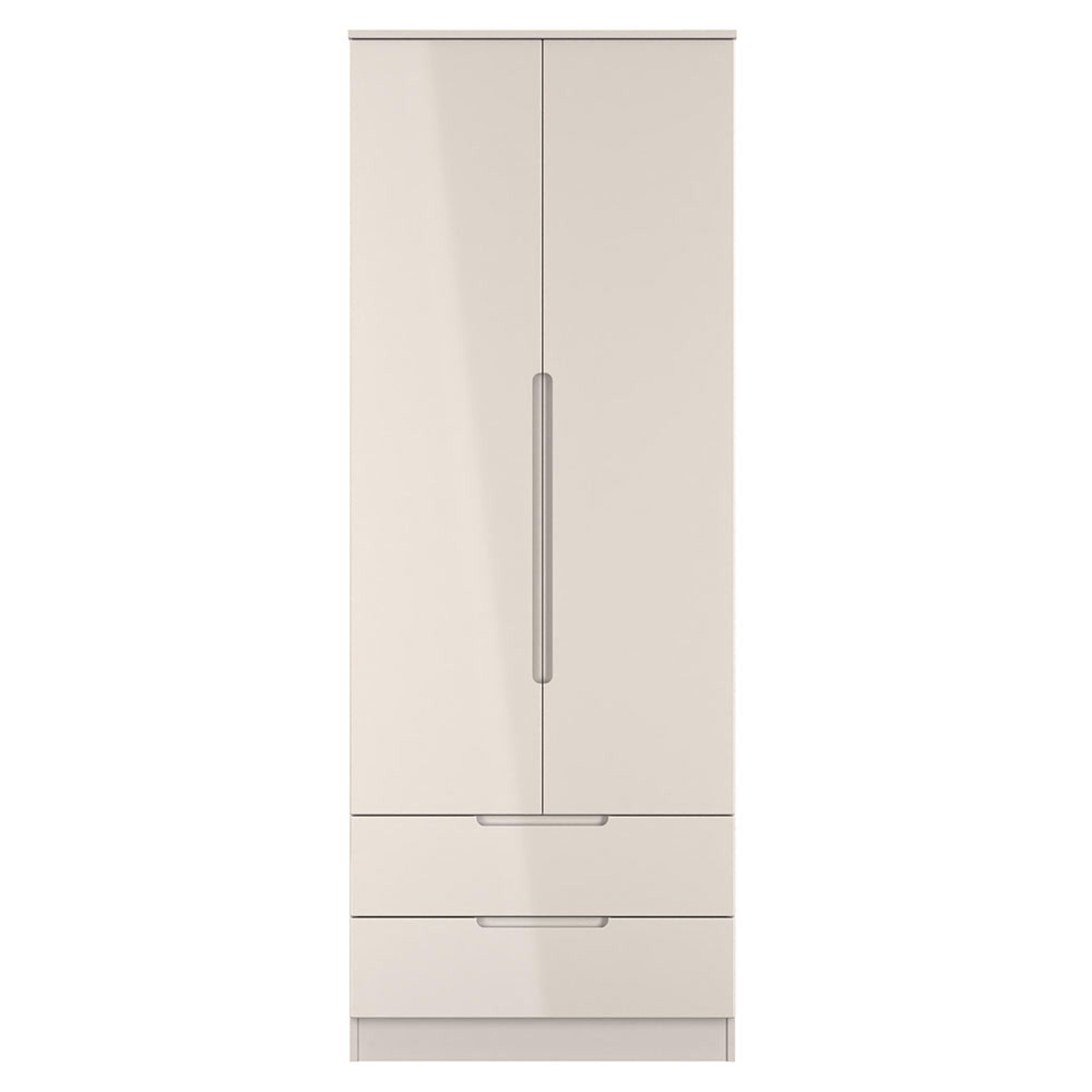 Milan Wardrobe - 2 Door - 2 Drawer - Double - Cashmere Gloss