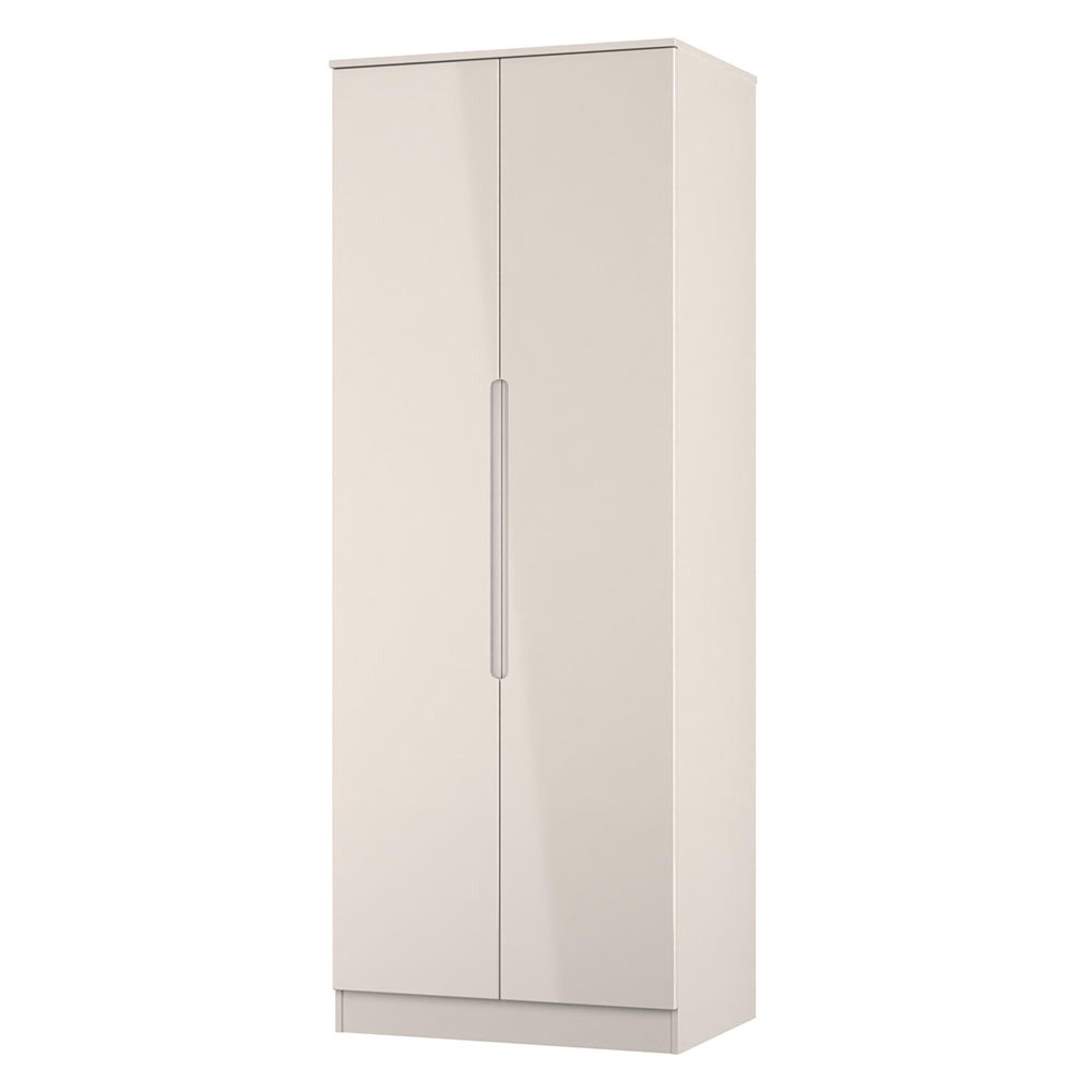Milan Wardrobe - 2 Door - Plain - Tall - Cashmere Gloss