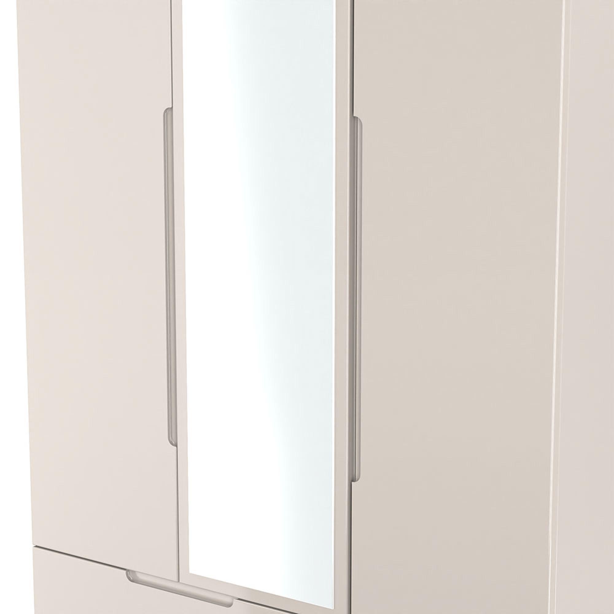 Milan Wardrobe - 3 Door - 1 Mirror - LHF 2 Drawer - Tall - Combi - Cashmere Gloss