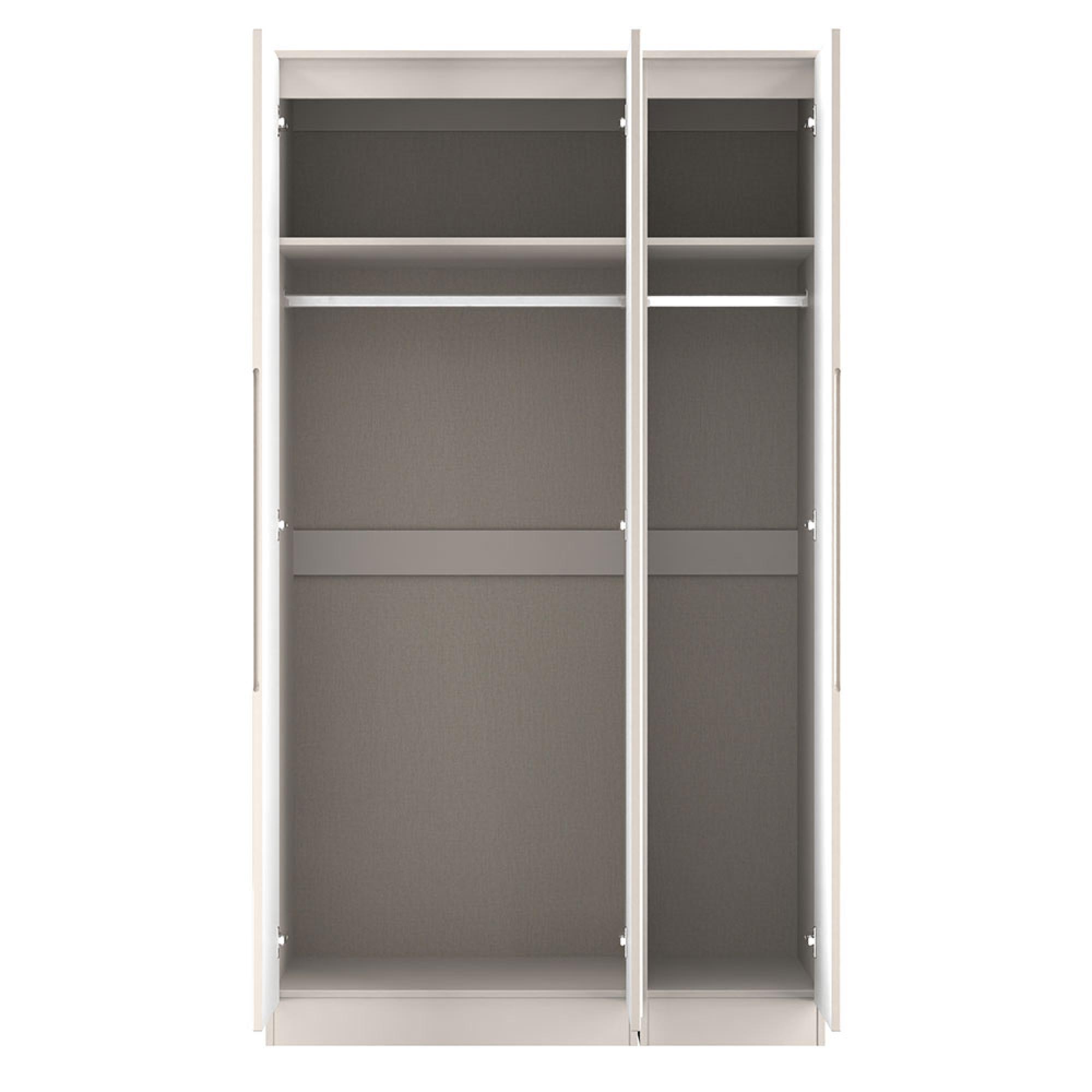 Milan Wardrobe - 3 Door - 1 Mirror - Tall - Triple - Cashmere Gloss