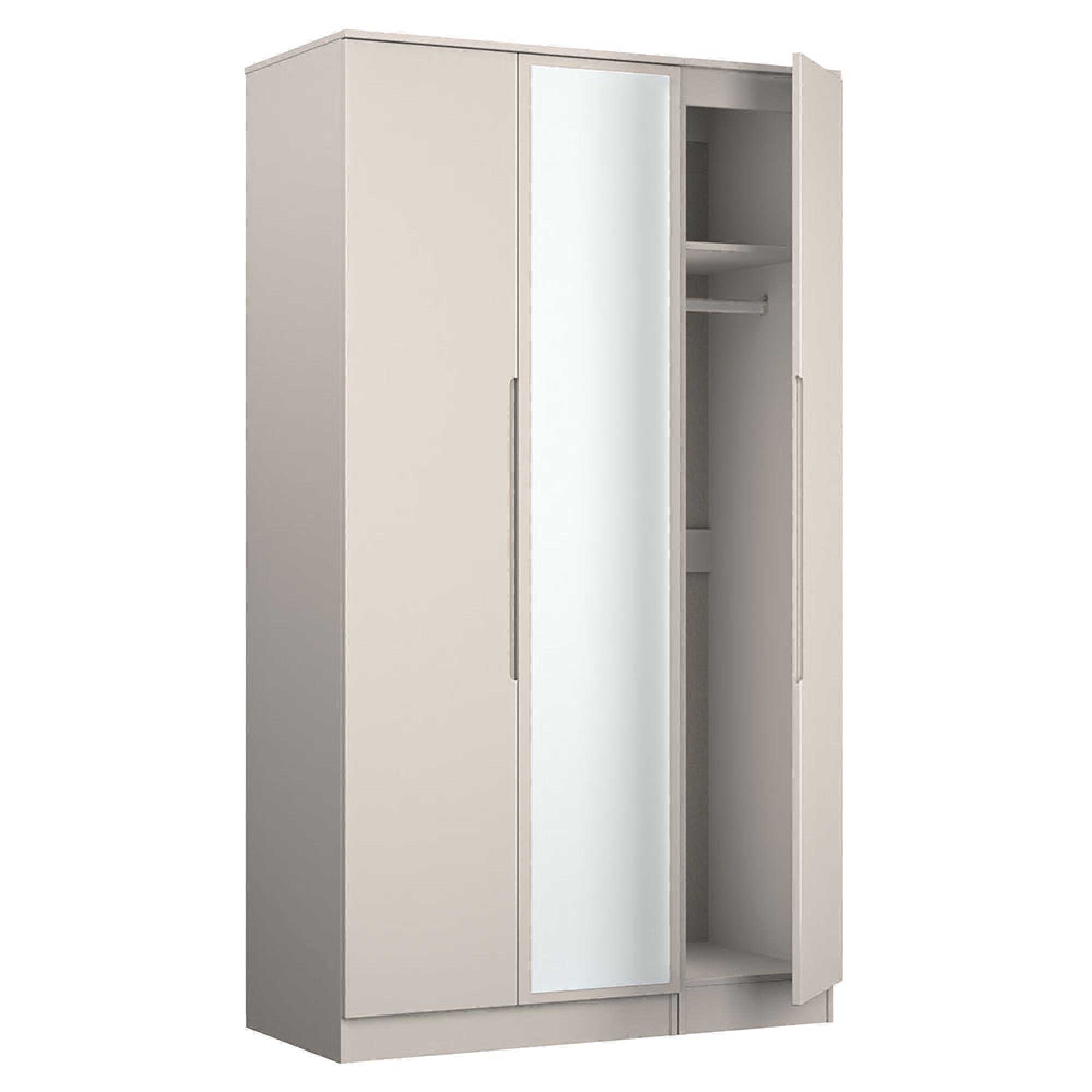 Milan Wardrobe - 3 Door - 1 Mirror - Tall - Triple - Cashmere Gloss