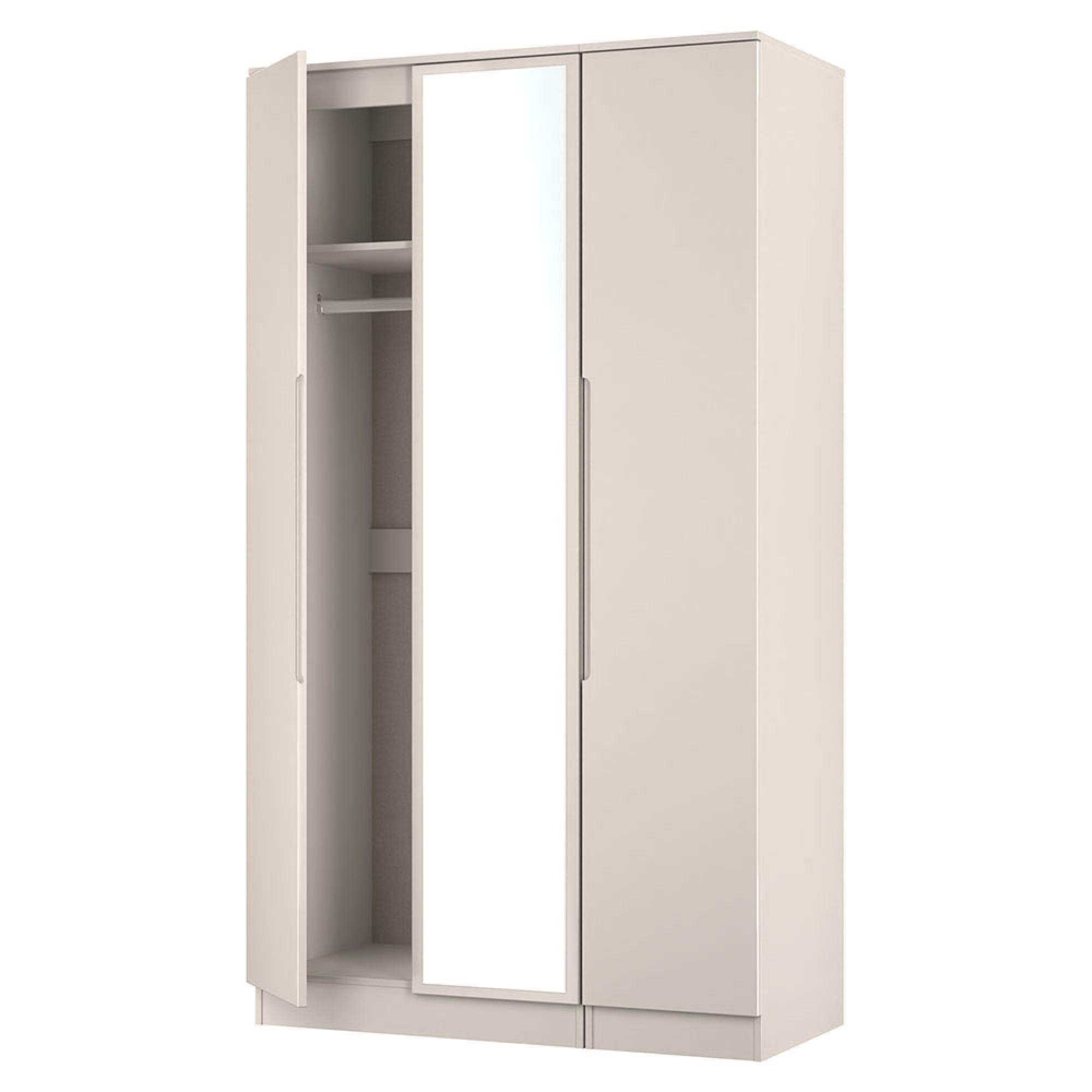 Milan Wardrobe - 3 Door - 1 Mirror - Tall - Triple - Cashmere Gloss