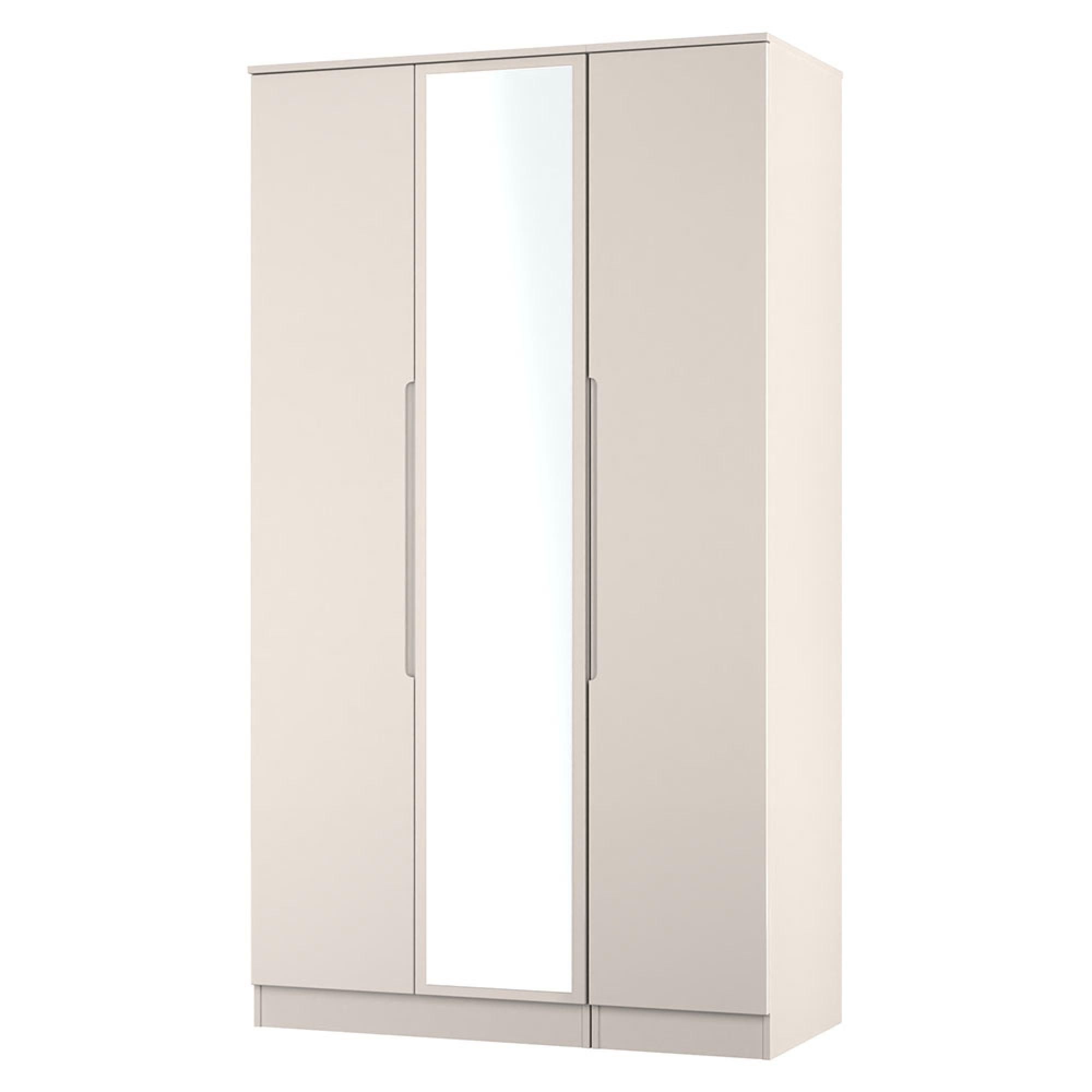 Milan Wardrobe - 3 Door - 1 Mirror - Tall - Triple - Cashmere Gloss
