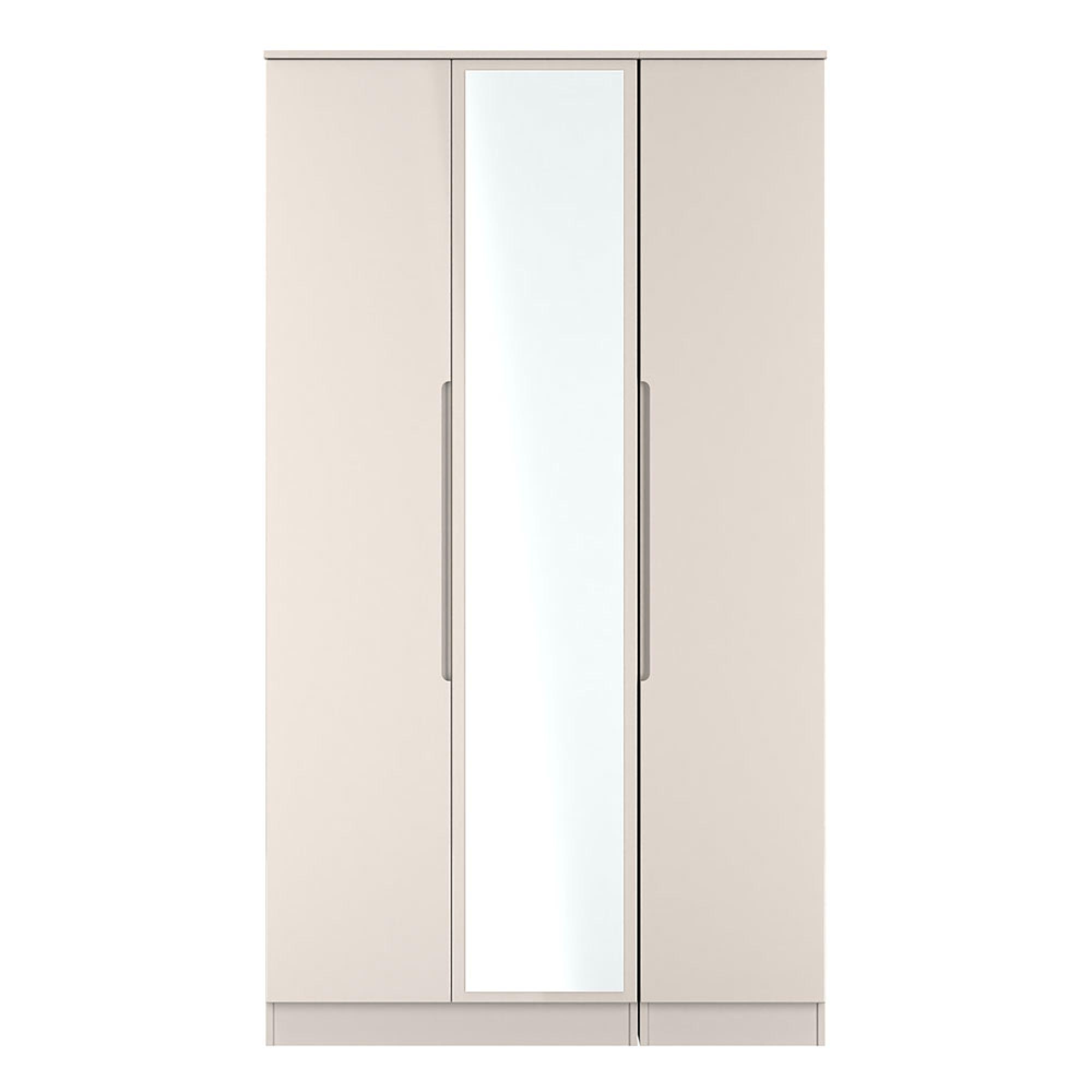 Milan Wardrobe - 3 Door - 1 Mirror - Tall - Triple - Cashmere Gloss