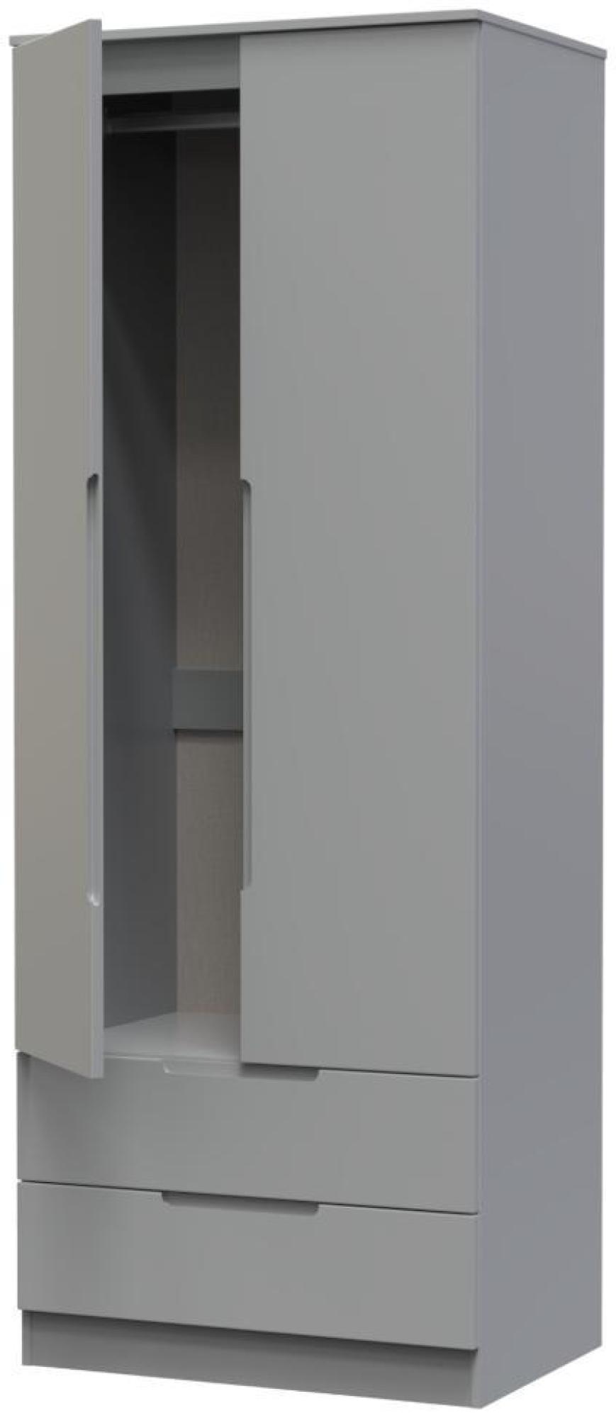 Milan Wardrobe - 2 Door - 2 Drawer - Double - Grey