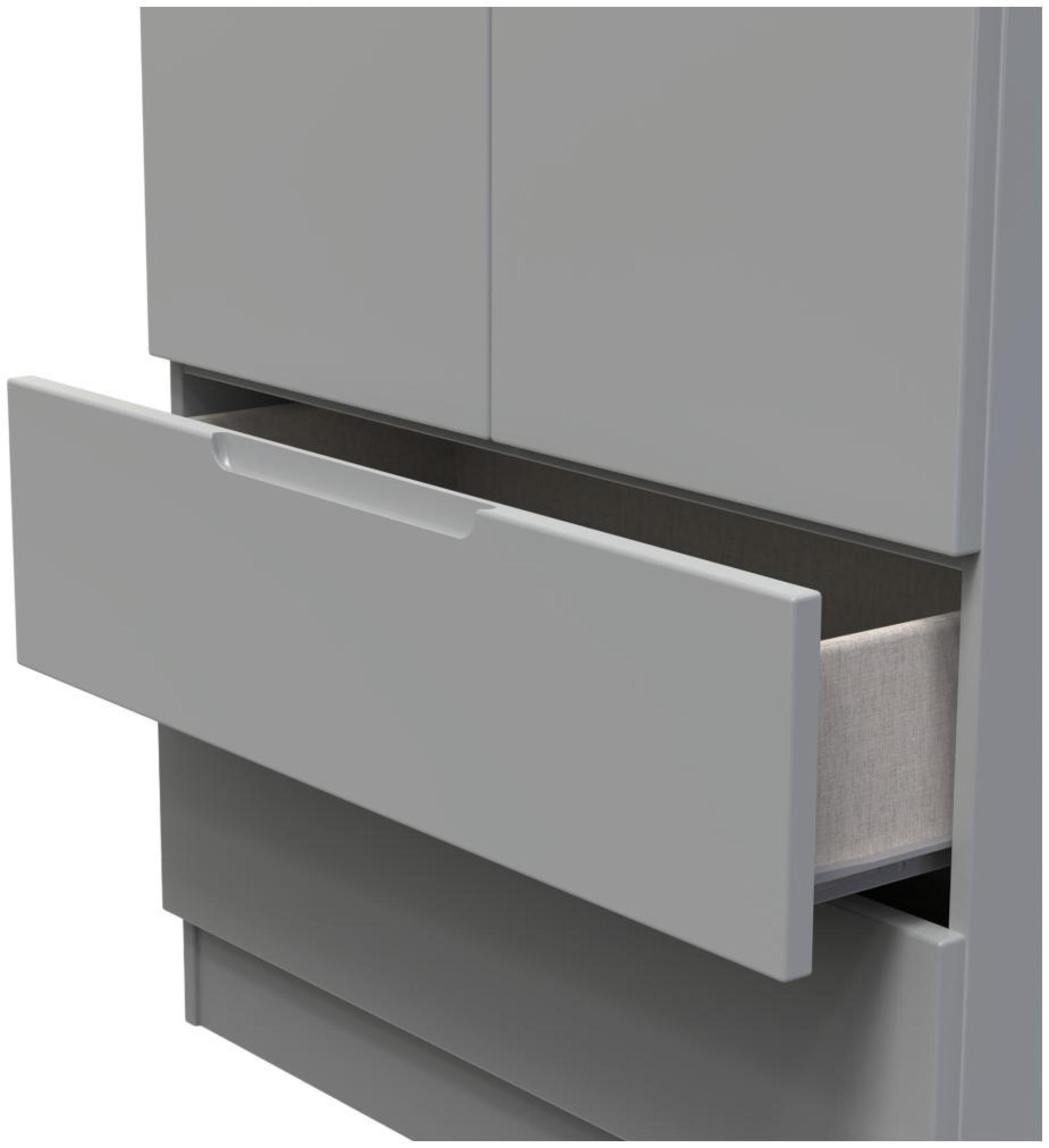 Milan Wardrobe - 2 Door - 2 Drawer - Double - Grey