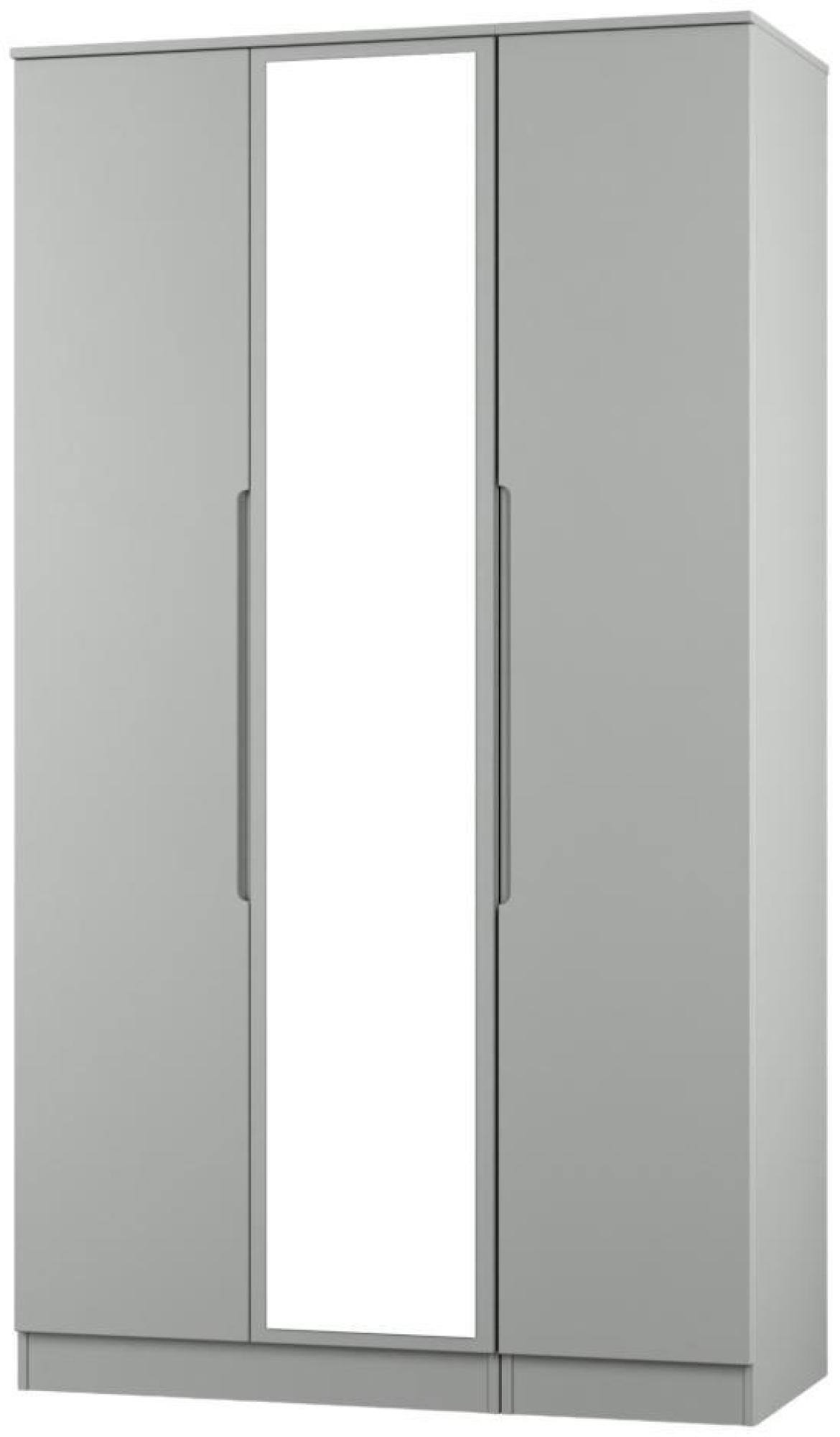 Milan Wardrobe - 3 Door - 1 Mirror - Tall - Triple - Grey