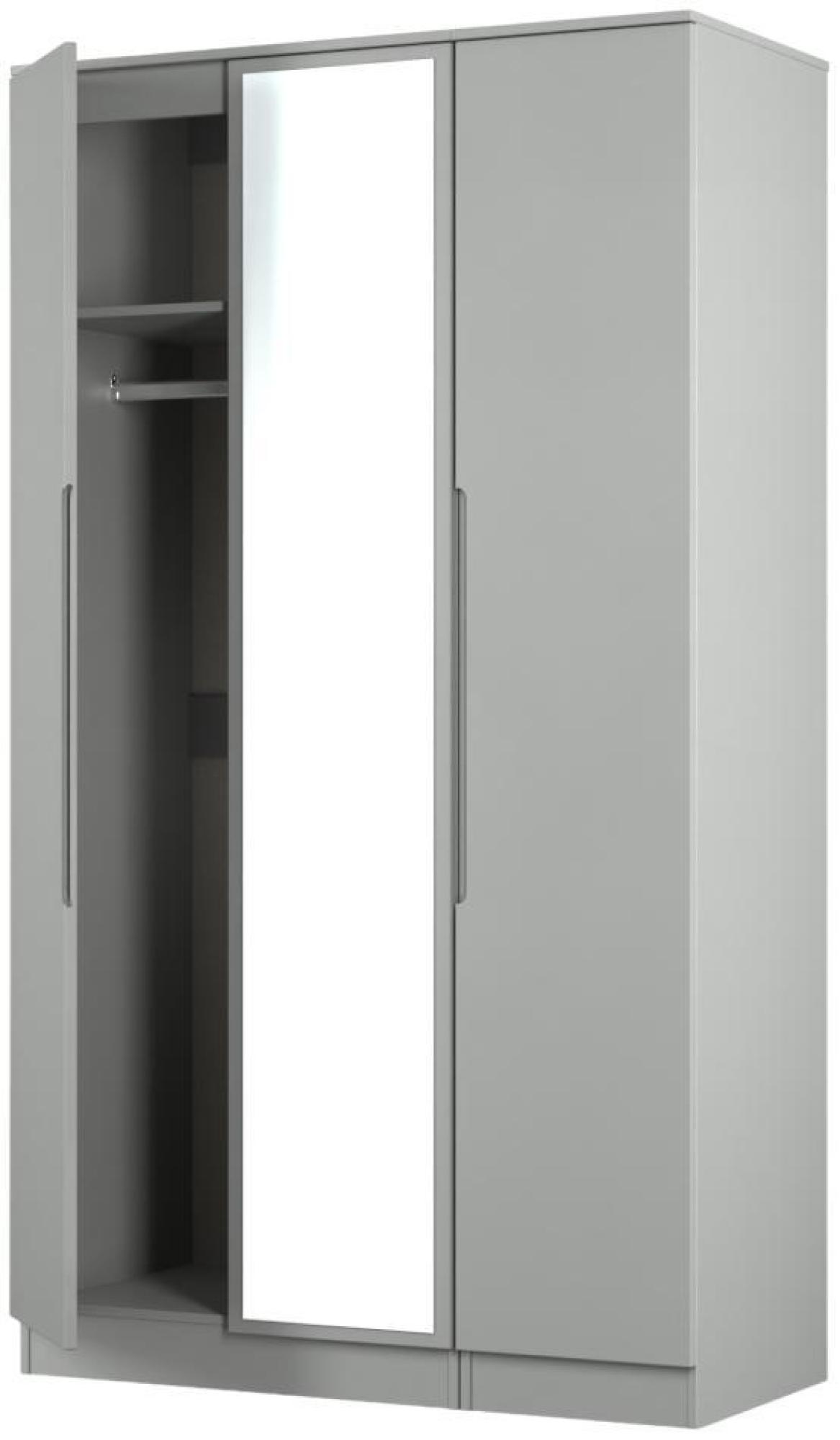 Milan Wardrobe - 3 Door - 1 Mirror - Tall - Triple - Grey