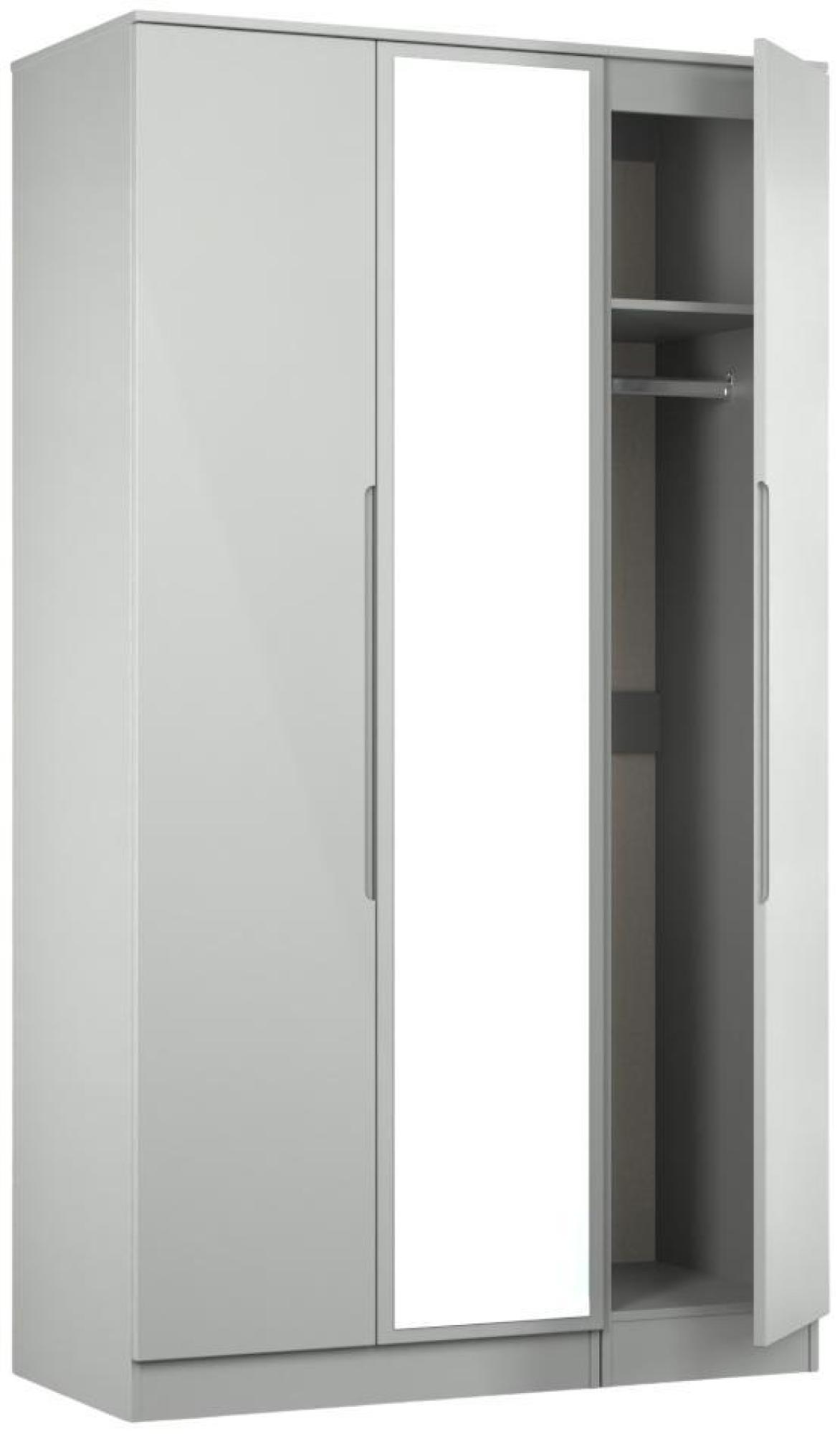 Milan Wardrobe - 3 Door - 1 Mirror - Tall - Triple - Grey