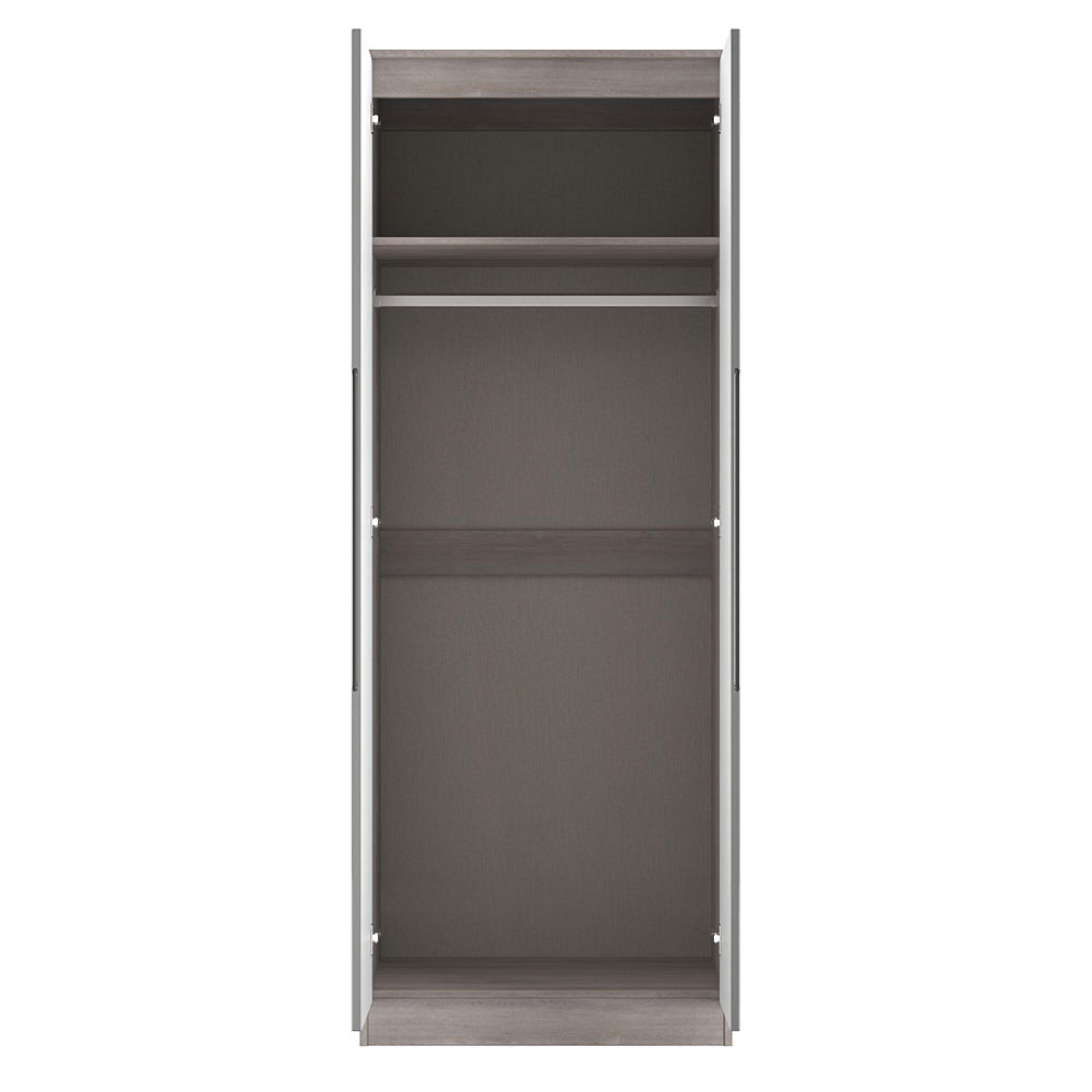 Milan Wardrobe - 2 Door - Plain - Tall - Grey Gloss and Grey Oak