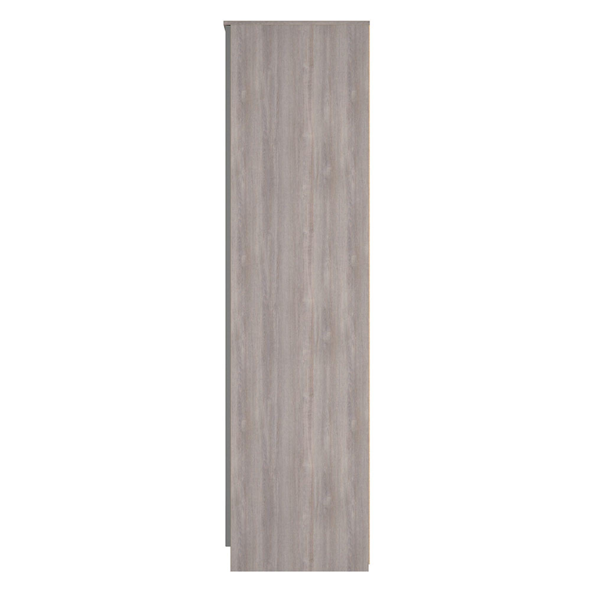 Milan Wardrobe - 2 Door - Plain - Tall - Grey Gloss and Grey Oak