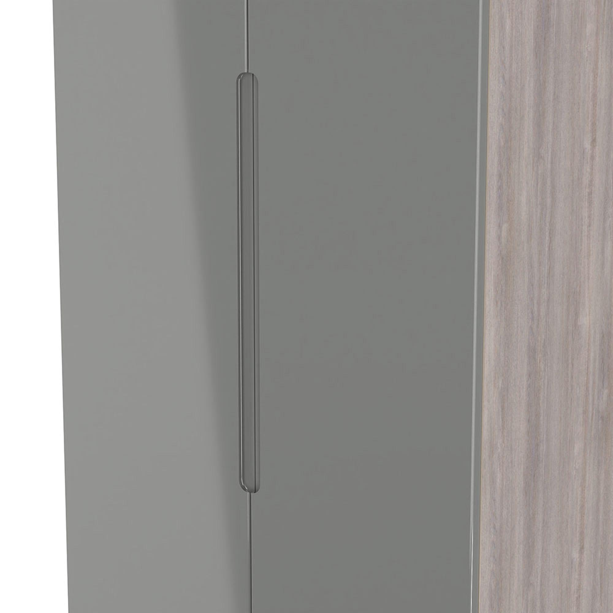 Milan Wardrobe - 2 Door - Plain - Tall - Grey Gloss and Grey Oak