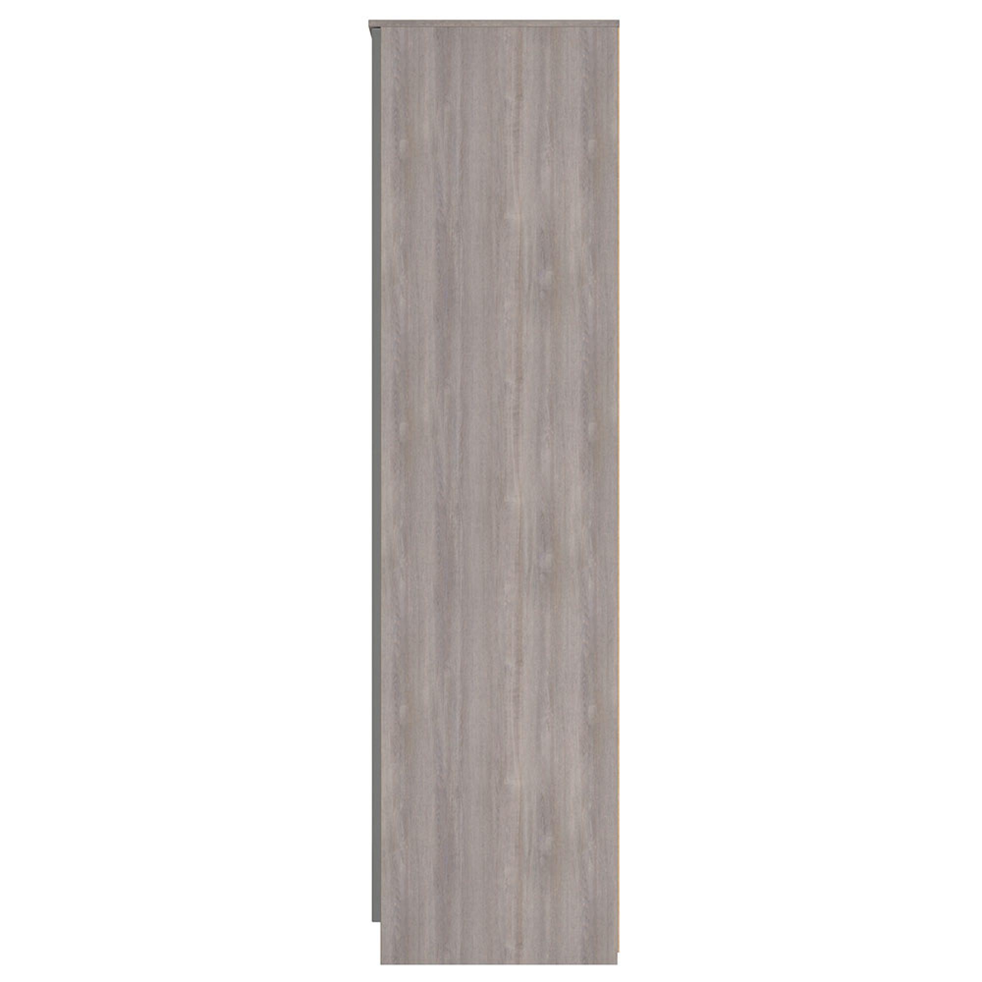 Milan Wardrobe - 3 Door - 1 Mirror - LHF 2 Drawer - Tall - Combi - Grey Gloss and Grey Oak