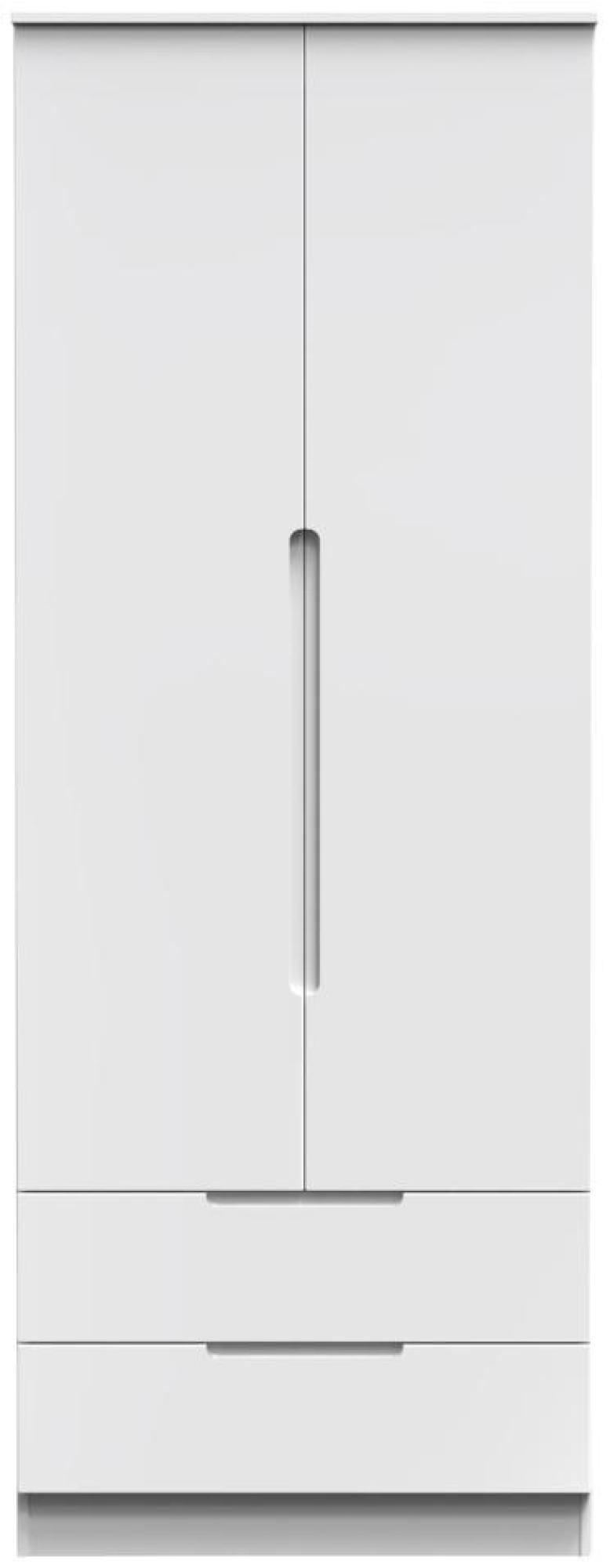 Milan White Gloss 2 Door 2 Drawer Double Wardrobe