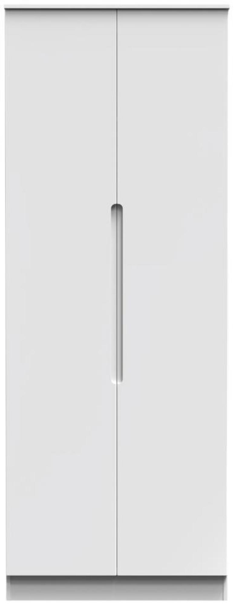 Milan White Gloss 2 Door Plain Tall Wardrobe