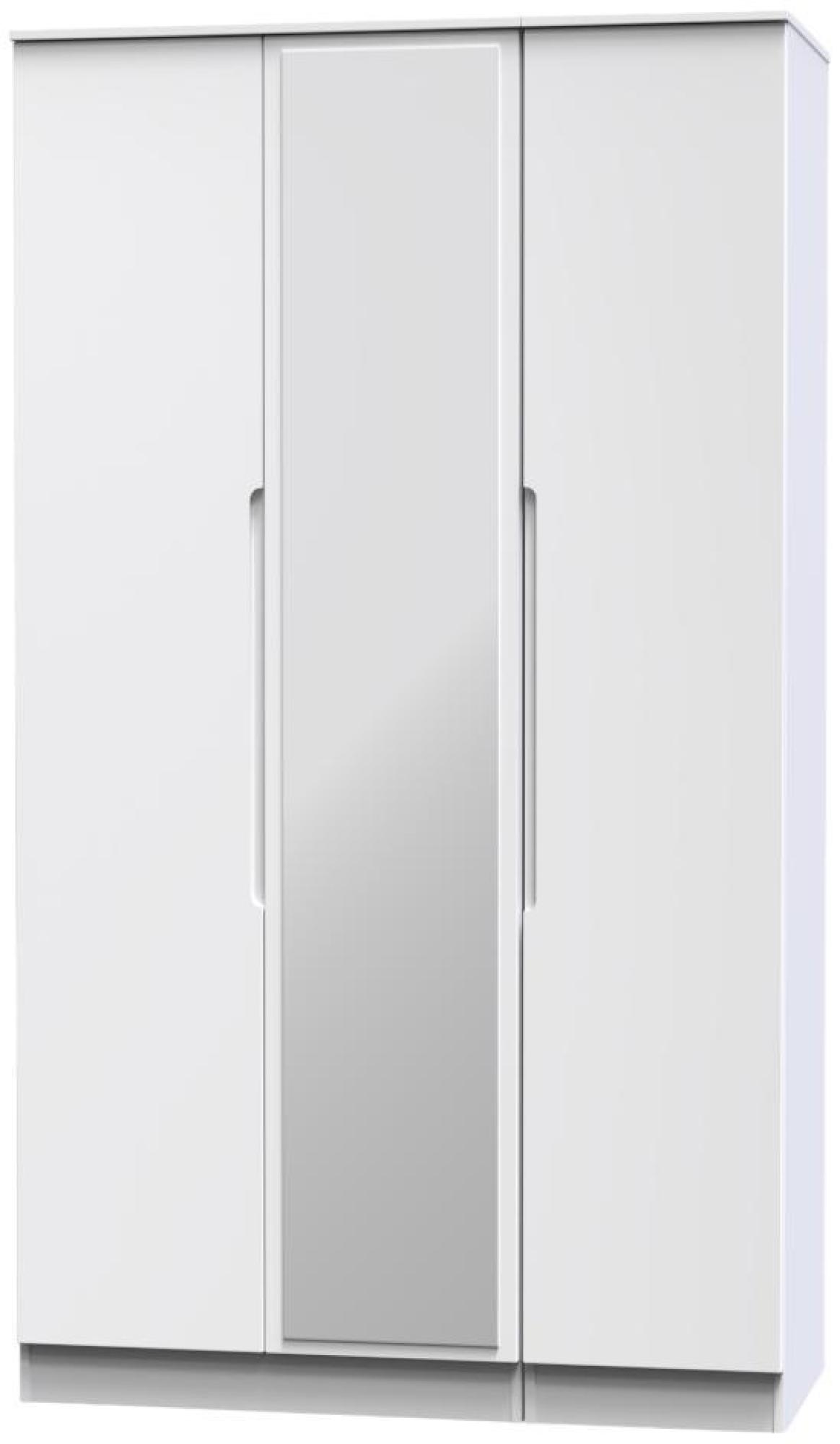 Milan Wardrobe - 3 Door - 1 Mirror - Tall - Triple - White Gloss