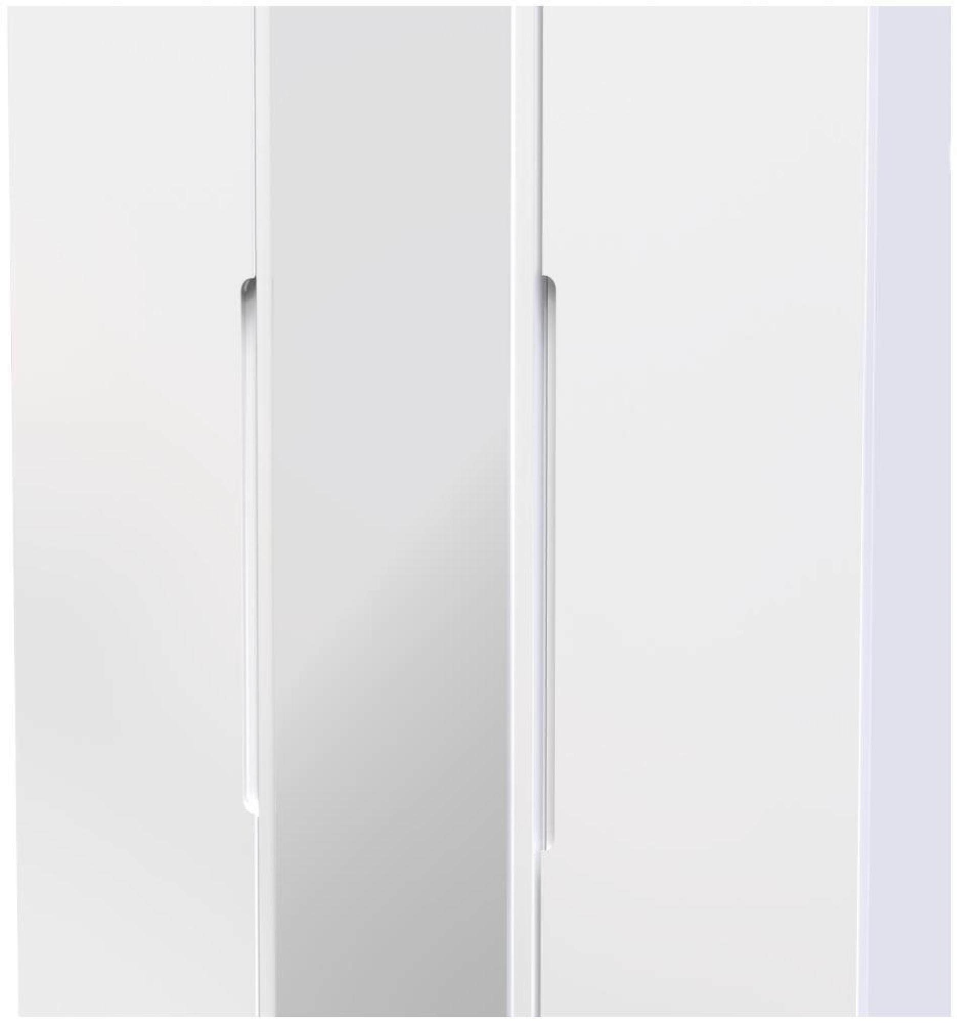 Milan Wardrobe - 3 Door - 1 Mirror - Tall - Triple - White Gloss