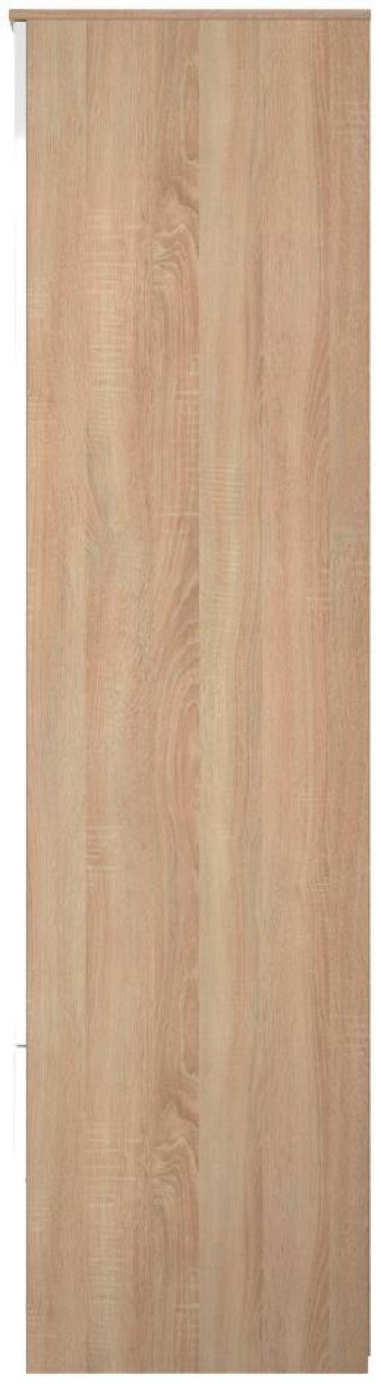 Milan Wardrobe - 2 Door - 2 Drawer - Double - White Gloss and Oak