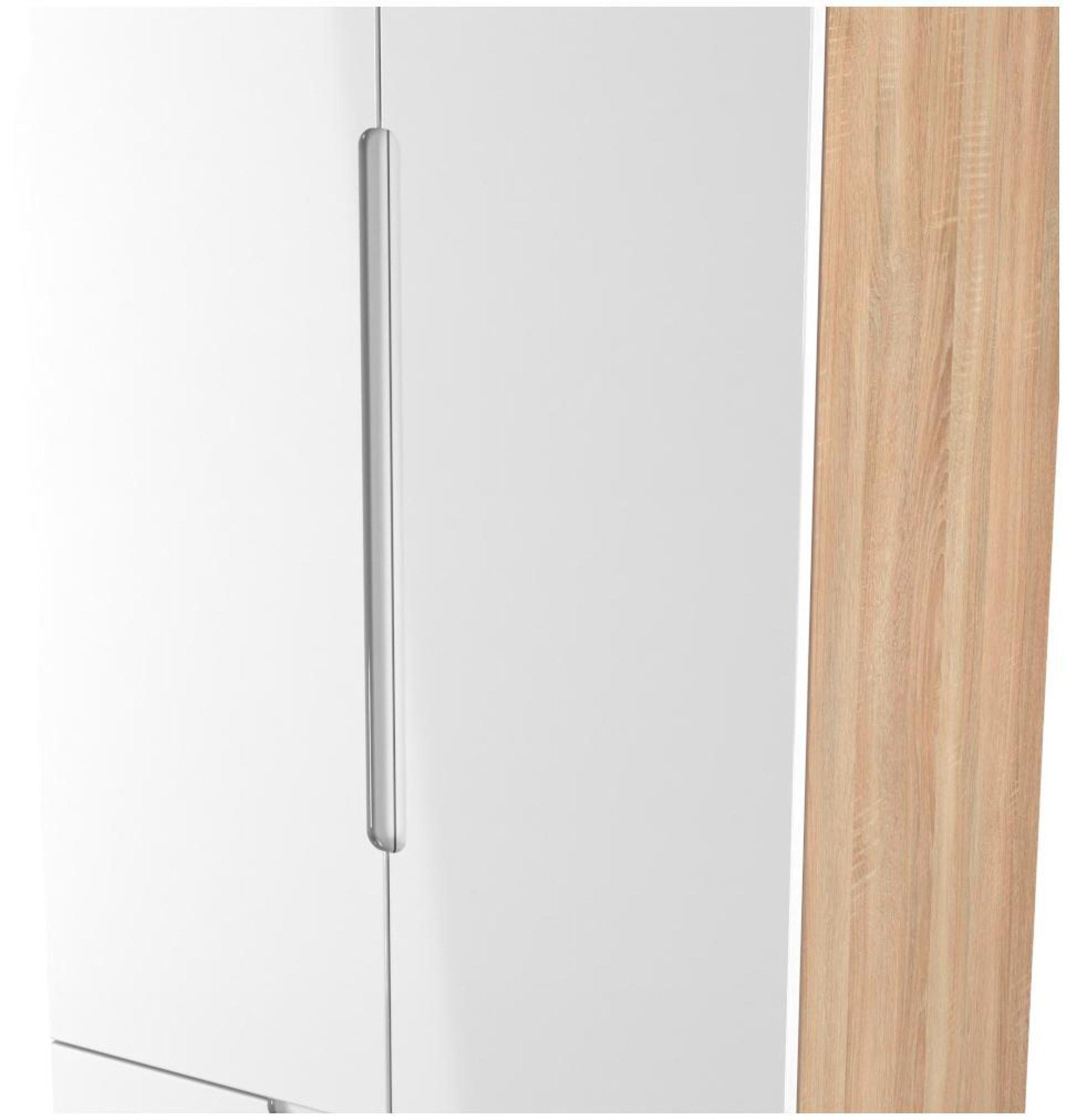 Milan Wardrobe - 2 Door - 2 Drawer - Double - White Gloss and Oak