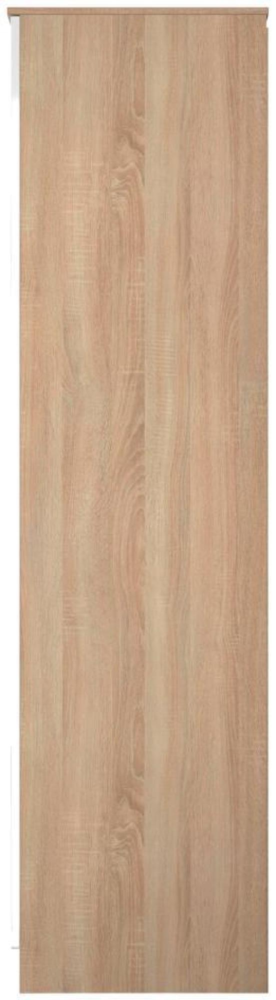 Milan Wardrobe - 2 Door - Plain - Tall - White Gloss and Oak