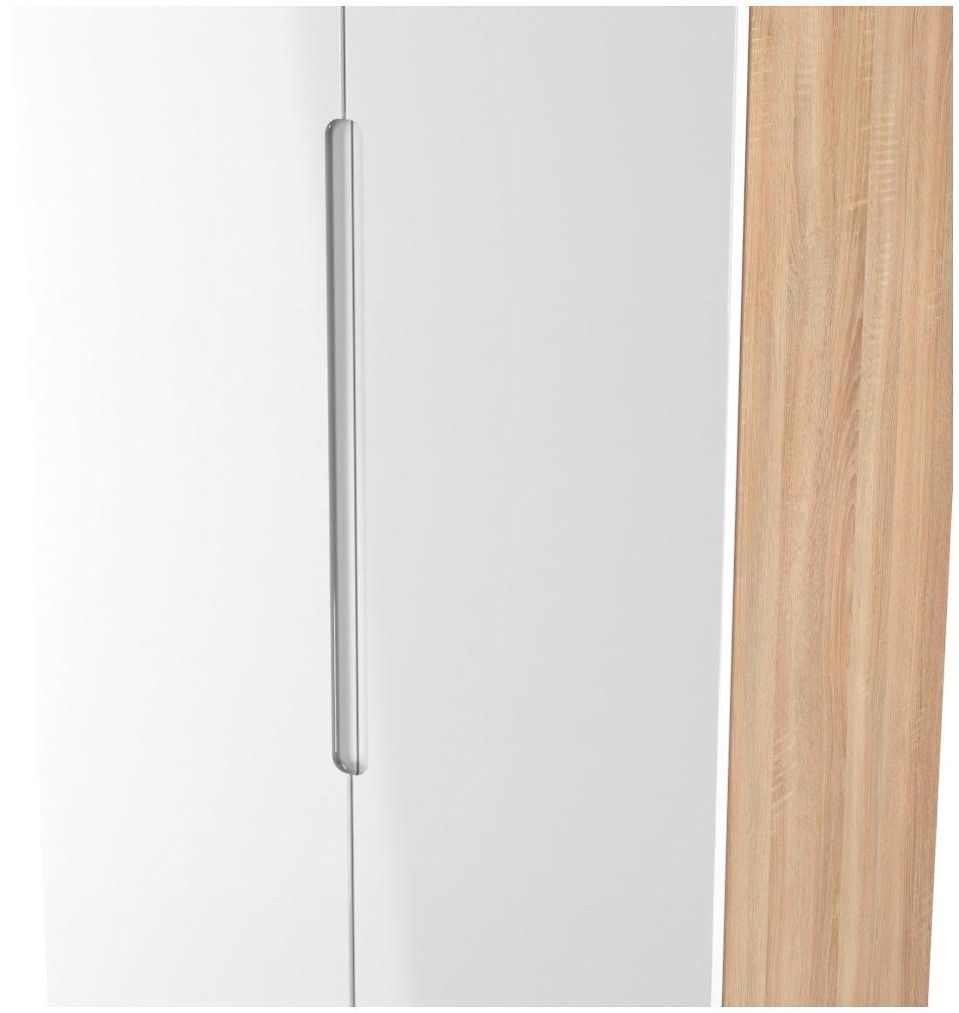 Milan Wardrobe - 2 Door - Plain - Tall - White Gloss and Oak