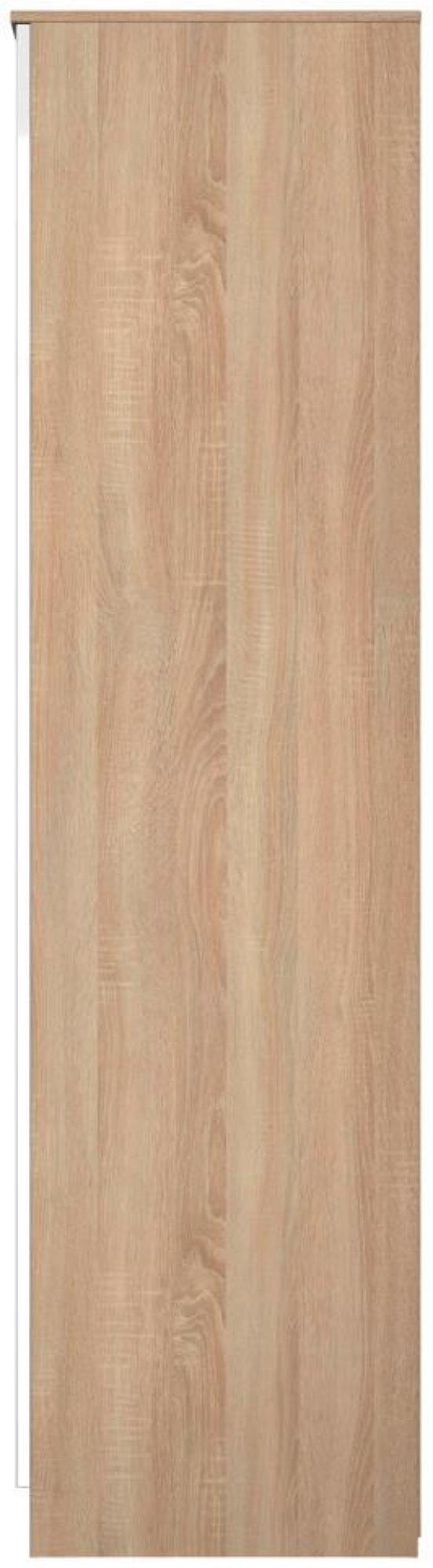 Milan Wardrobe - 3 Door - 1 Mirror - LHF 2 Drawer - Tall - Combi - White Gloss and Oak