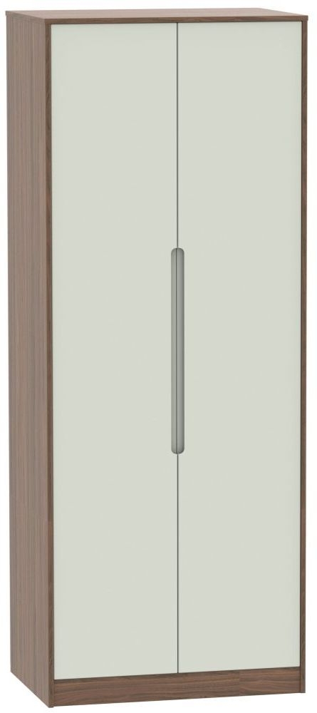 Monaco Cashmere and Carini Walnut 2 Door Plain Tall Wardrobe