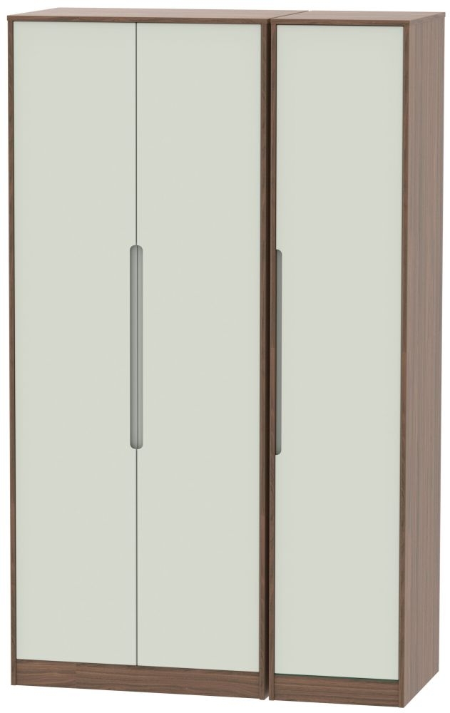 Monaco Cashmere and Carini Walnut 3 Door Tall Triple Wardrobe