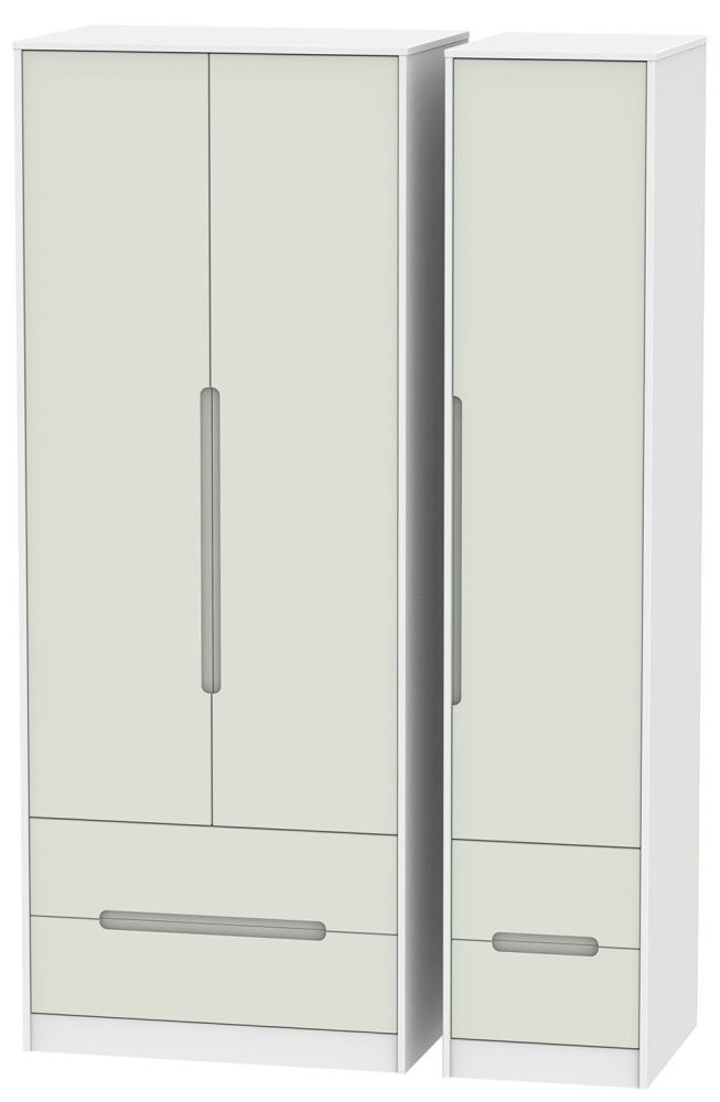 Monaco Cashmere and White 3 Door Tall Triple Wardrobe - 4 Drawers