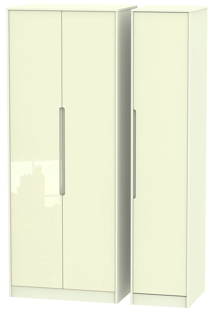 Monaco Wardrobe - 3 Door - Tall - Triple - Cream Gloss