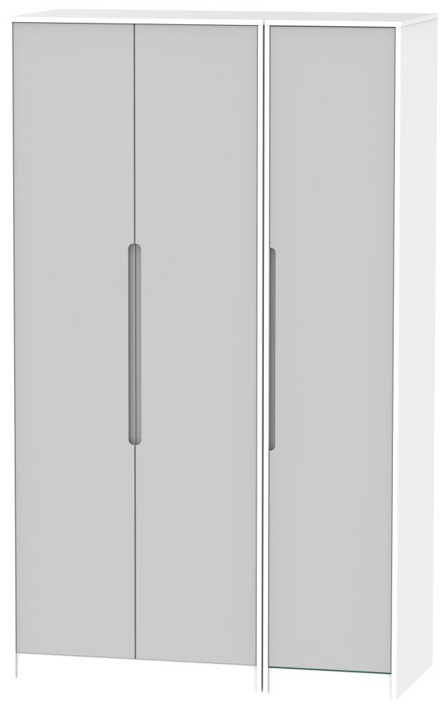 Monaco Grey and White 3 Door Tall Triple Wardrobe