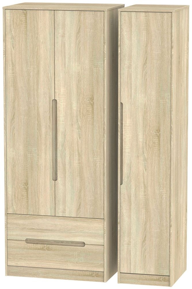 Monaco Wardrobe - 3 Door - LHF 2 Drawer - Tall - Triple - Oak
