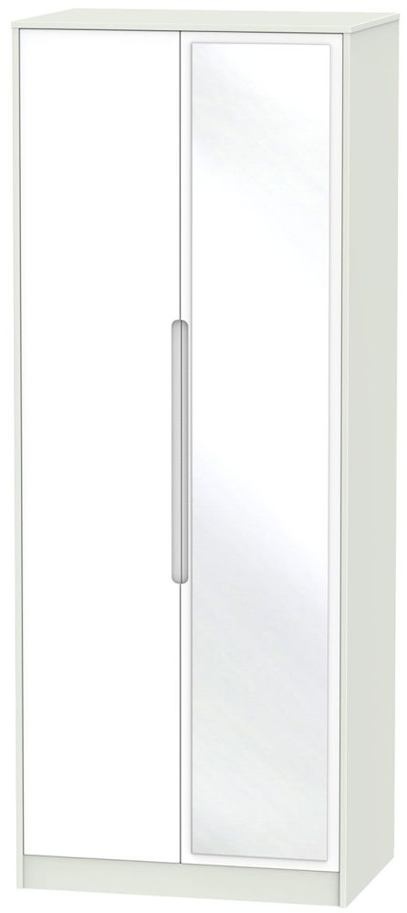 Monaco White and Cashmere 2 Door Tall Wardrobe - 1 Mirror