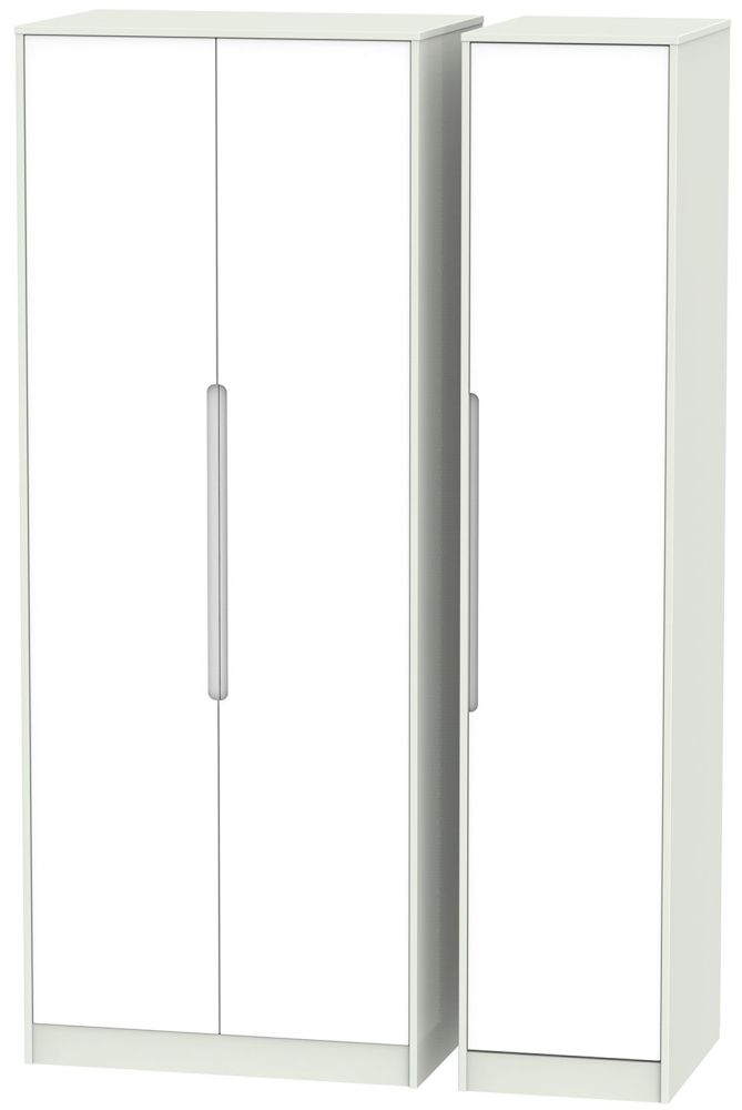 Monaco Wardrobe - 3 Door - Tall - Triple - White and Cashmere
